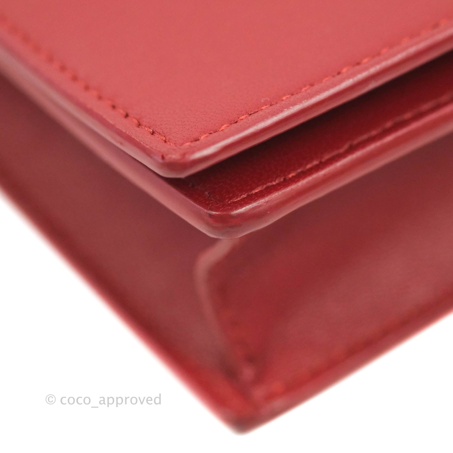 Celine Frame Evening Clutch On Chain Red Pink Smooth Lambskin Silver Hardware