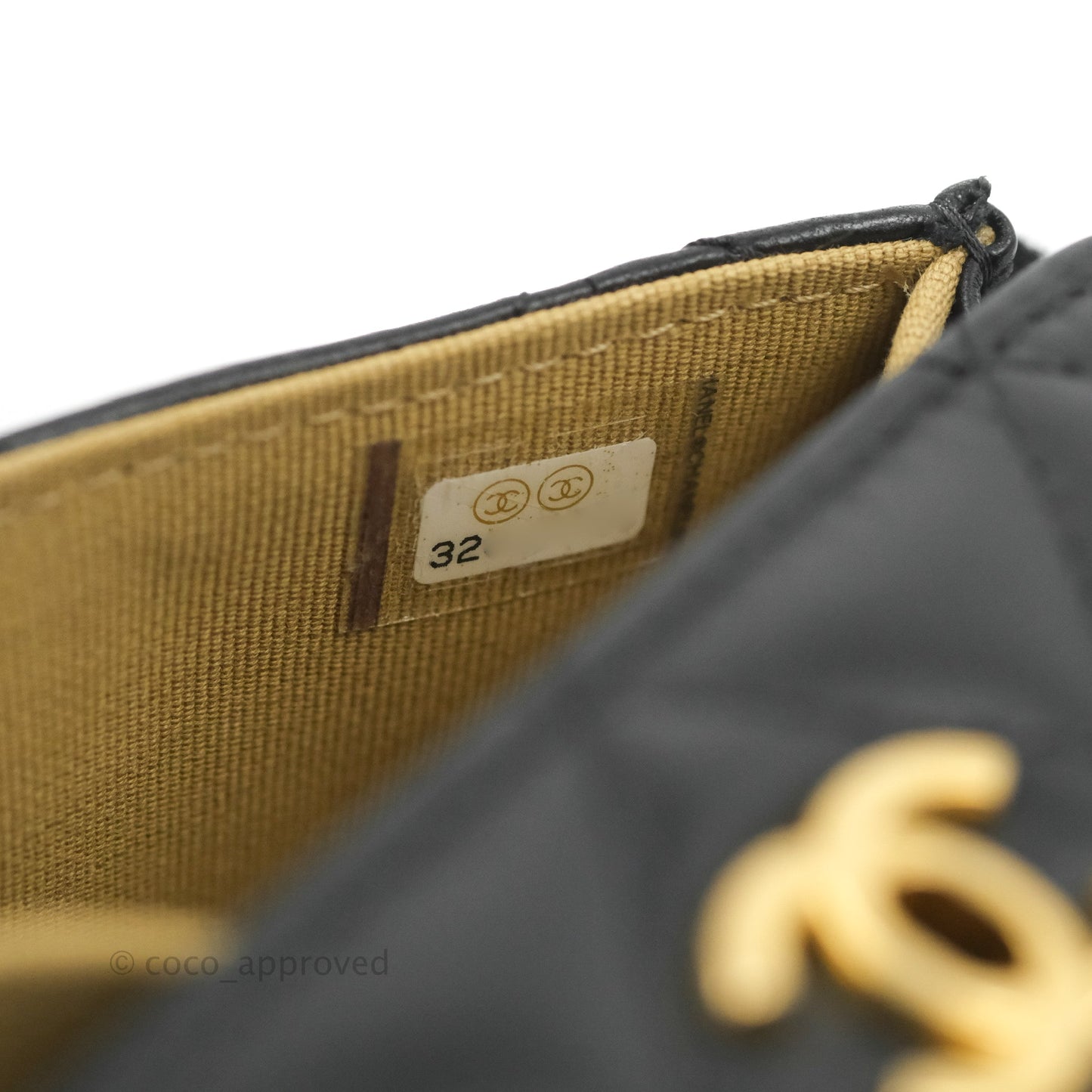 Chanel Pearl Crush Mini Clutch With Chain Black Lambskin Aged Gold Hardware