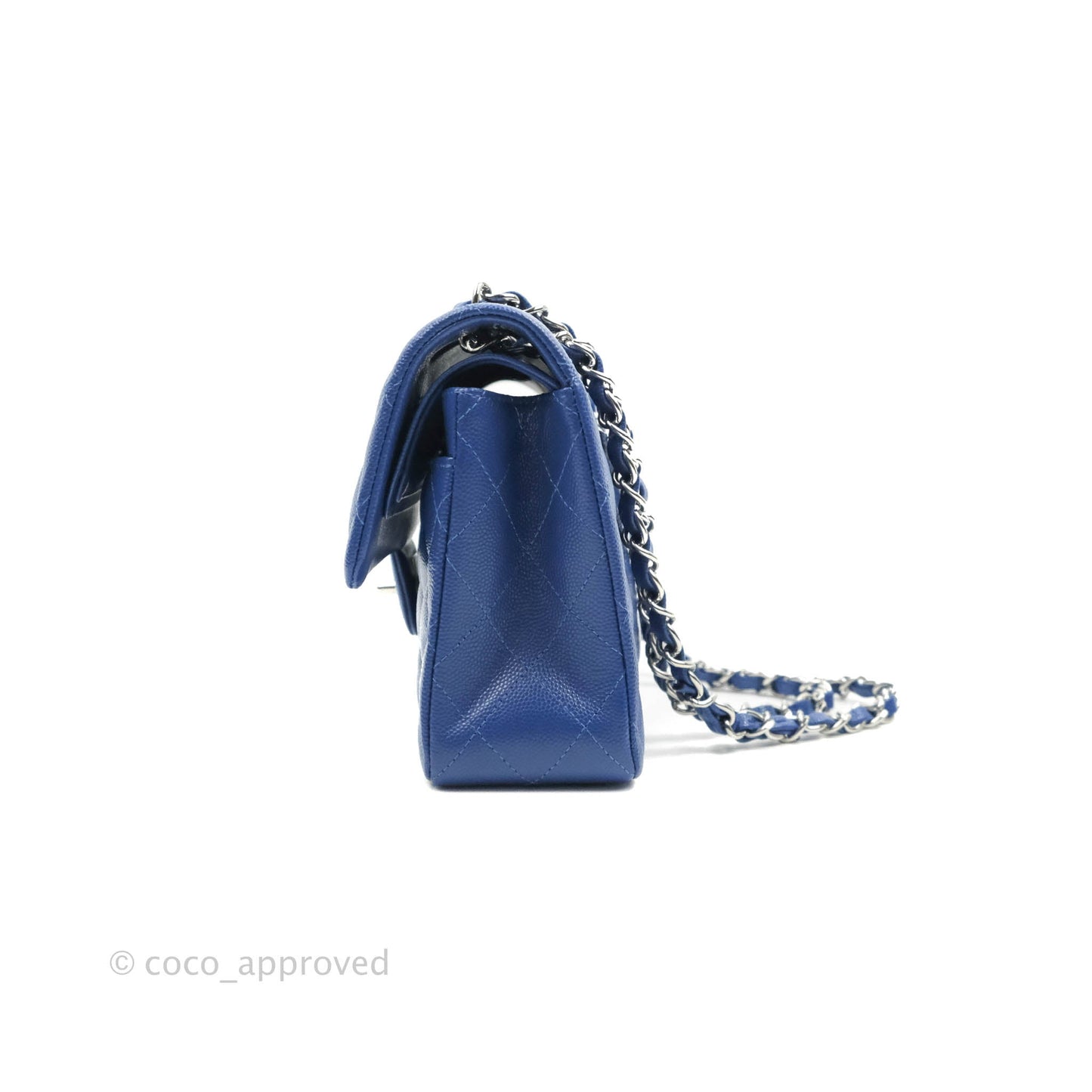 Chanel Small Classic Quilted Flap Blue Caviar Silver Hardware