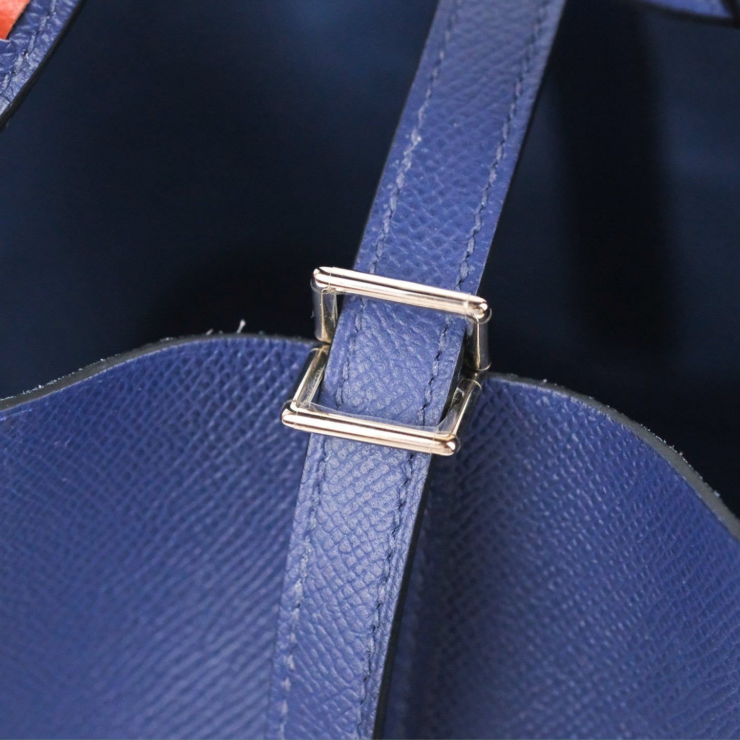 Hermès Tressage De Cuir Picotin Lock 22 Bleu Encre/Brique/Black Epsom Palladium Hardware