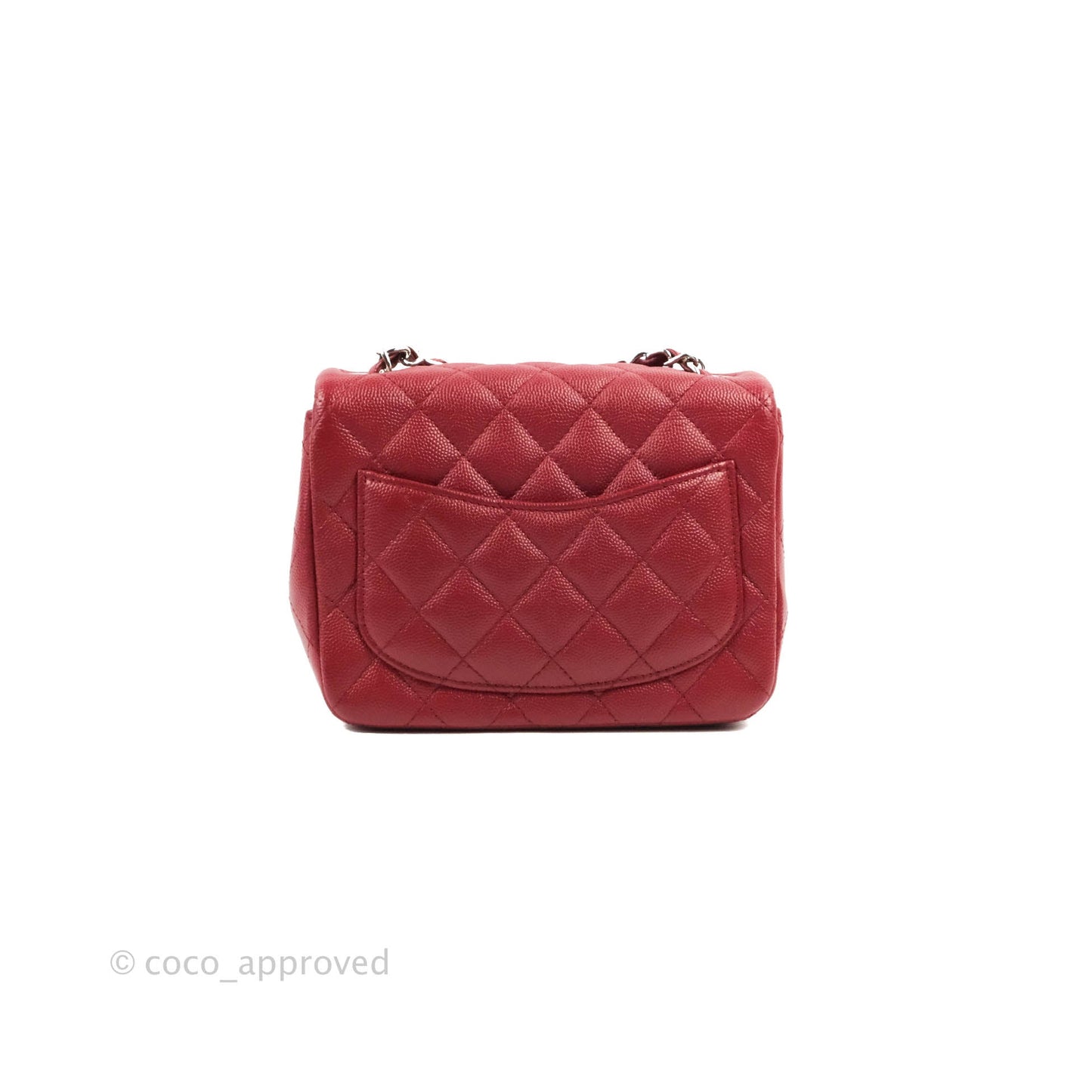 Chanel Quilted Mini Square Red Caviar Silver Hardware 17B