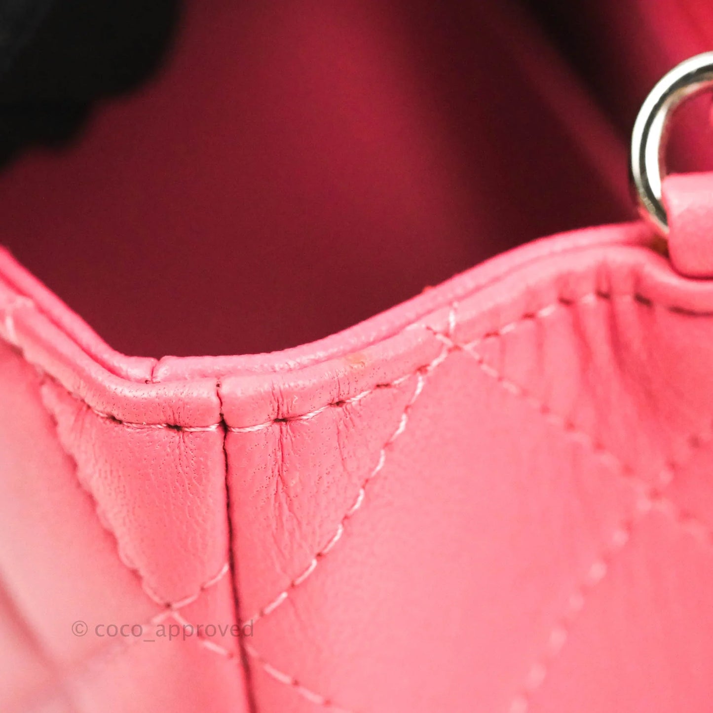 Chanel Quilted Mini Rectangular Flap Pink Lambskin Silver Hardware