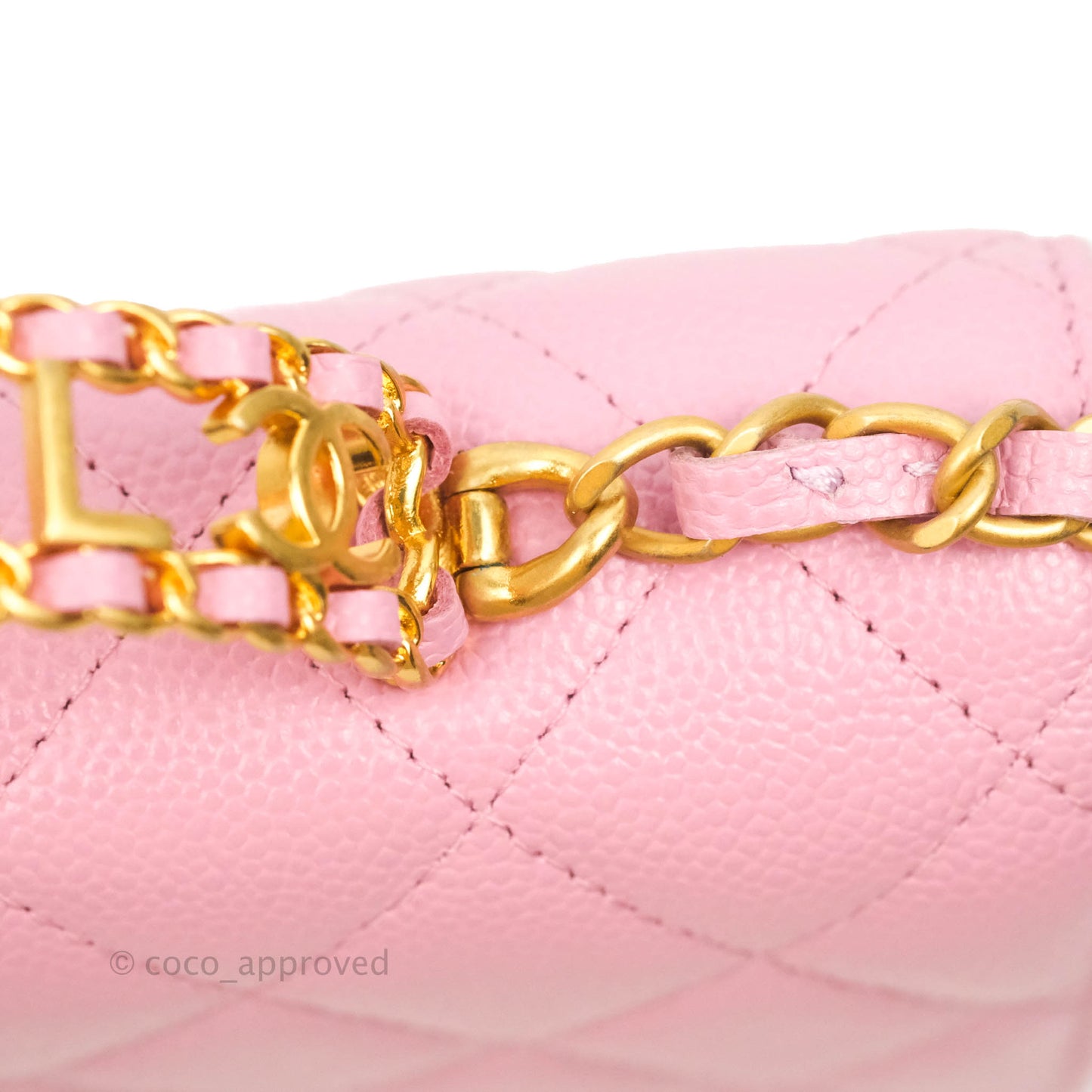 Chanel Top Handle Wallet On Chain WOC Pink Caviar Gold Hardware 22S