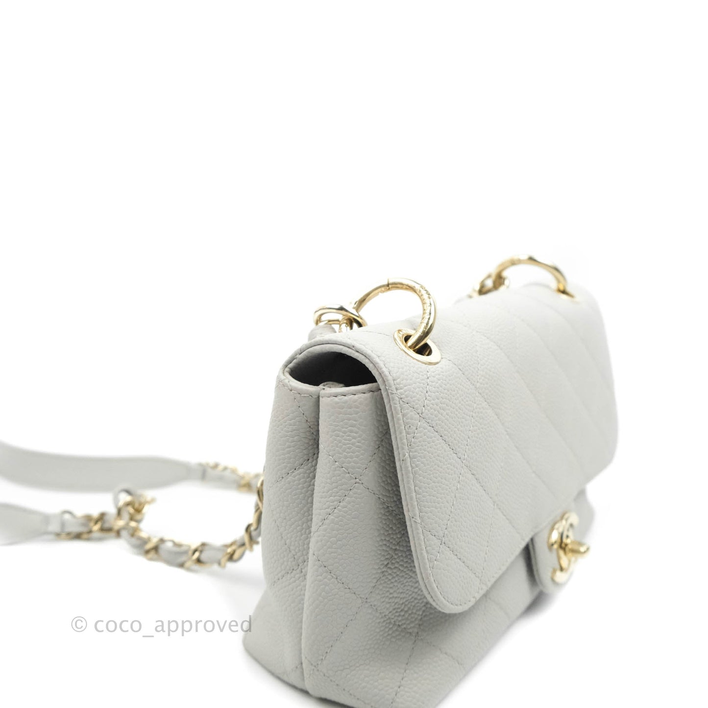 Chanel Quilted Small City Walk Flap Light Grey Caviar Gold Hardware
