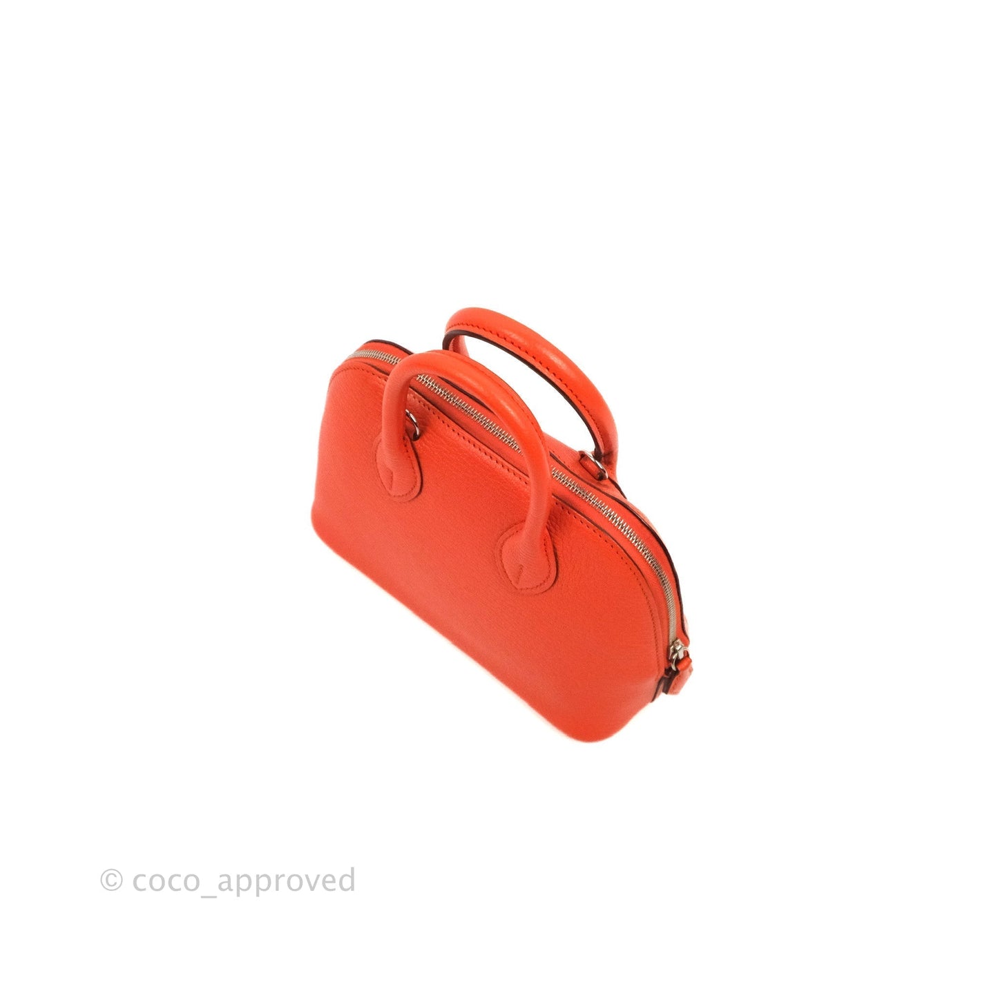 Hermès Bolide Mini 1923 Chevre Mysore Orange Poppy Palladium Hardware