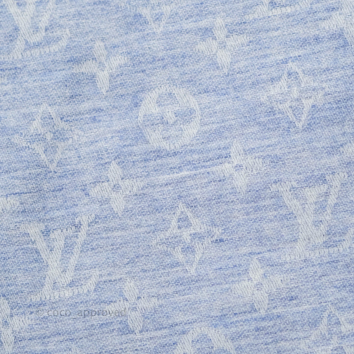 Louis Vuitton Wool Scarf Monogram Light Blue