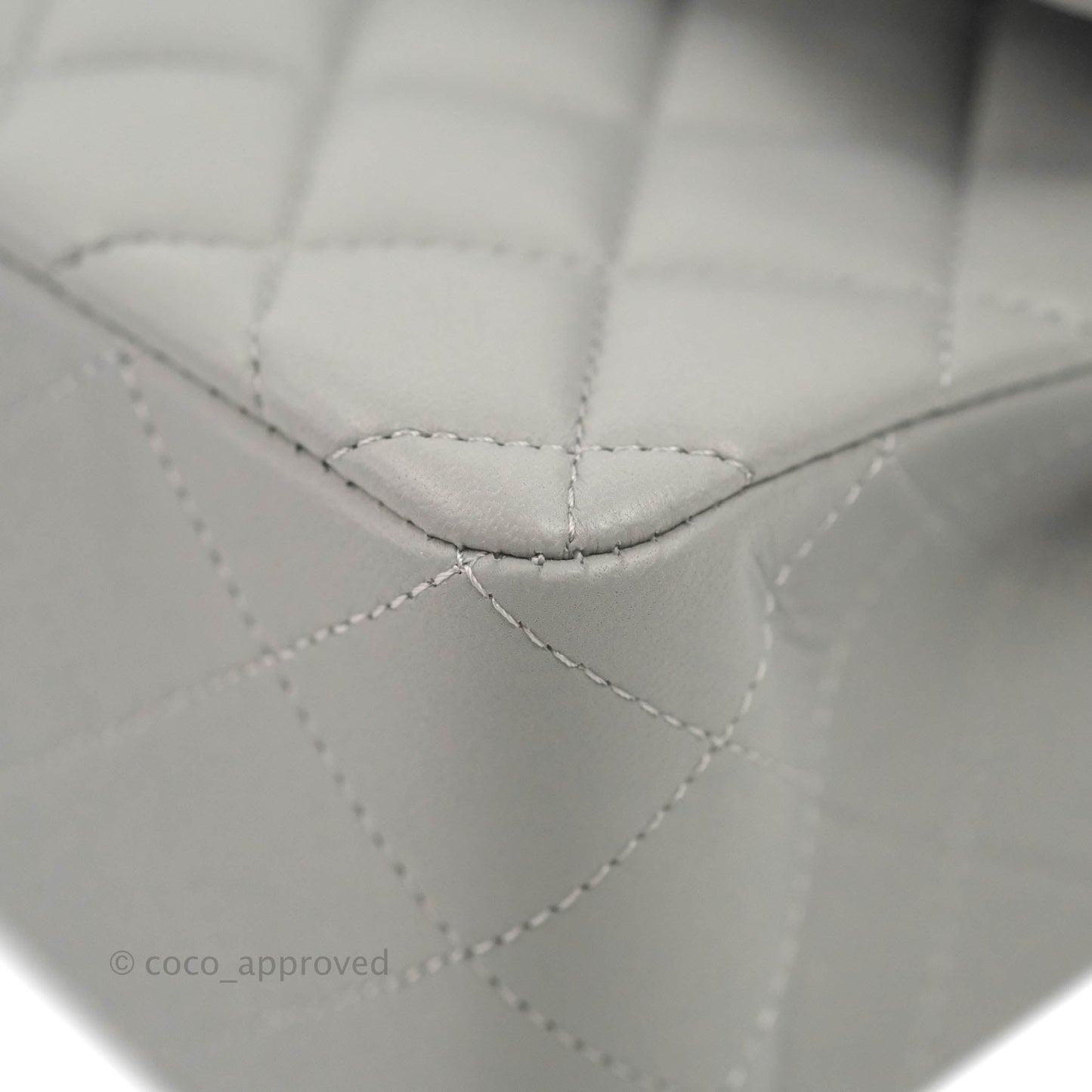 Chanel Small Classic Quilted Flap Grey Lambskin Silver Hardware