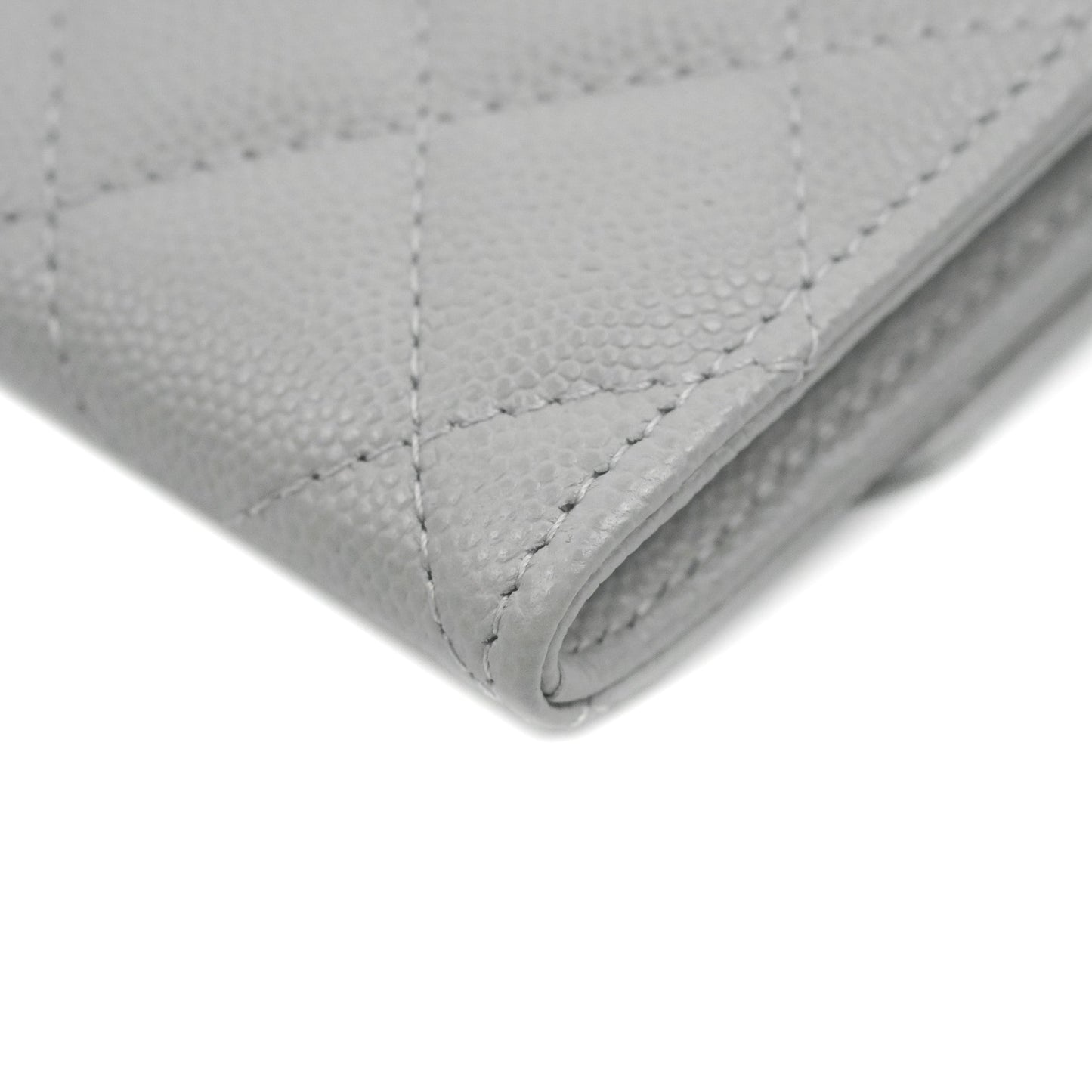 Chanel Quilted Flap Card Holder Grey Caviar Gold Hardware