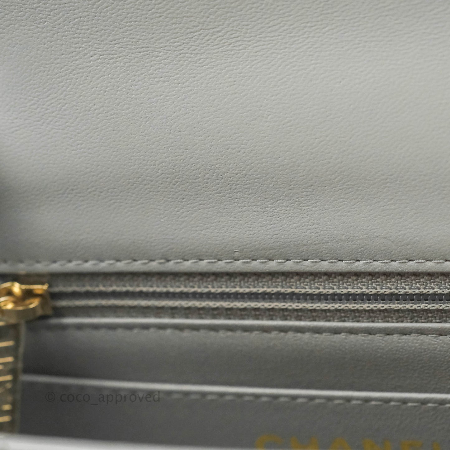 Chanel Mini Square Chevron Grey Lambskin Gold Hardware