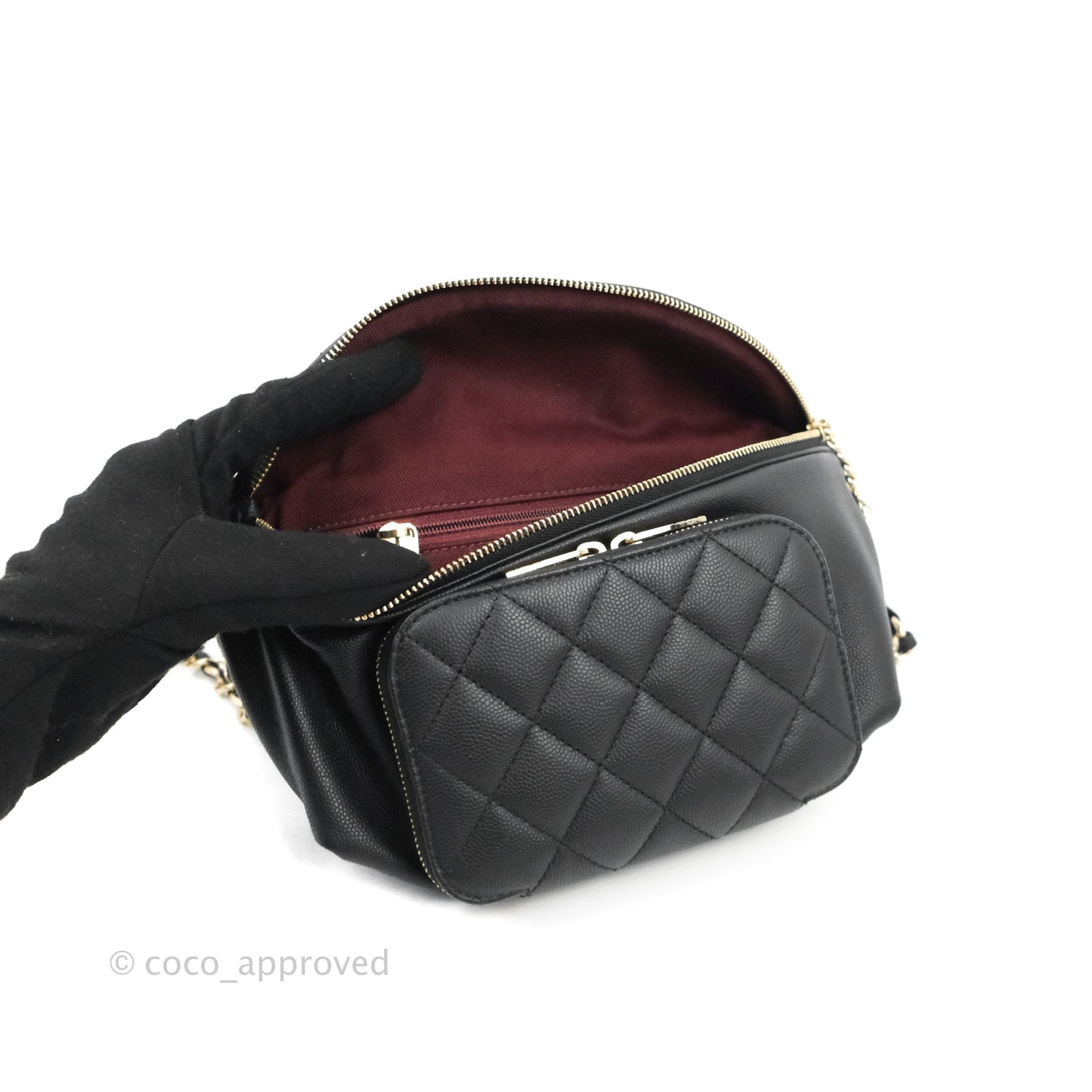 Chanel Quilted Business Affinity Waist Belt Bag Black Caviar Gold Hardware