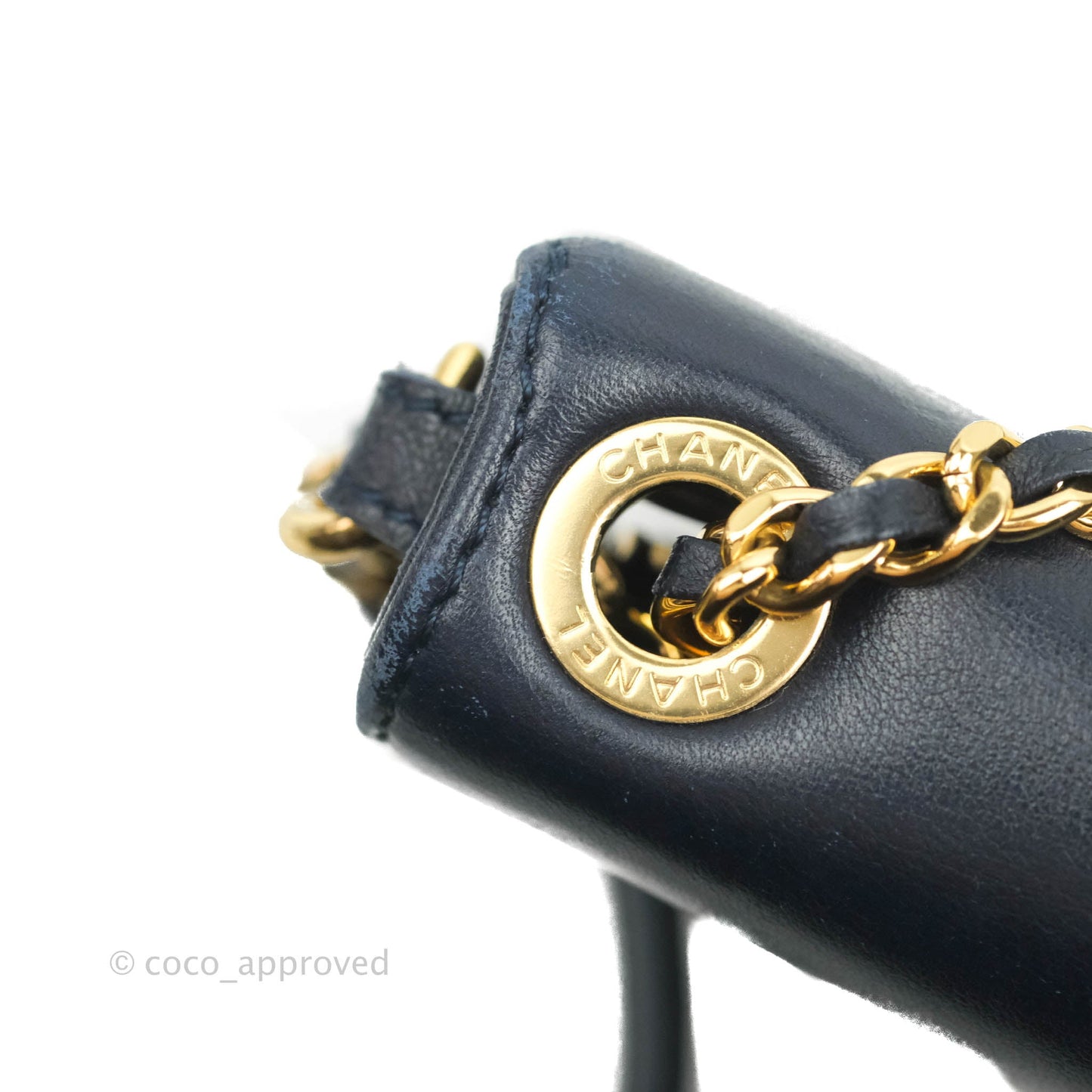 Chanel Flat Flap Bag With Chain Navy Calfskin Gold Hardware