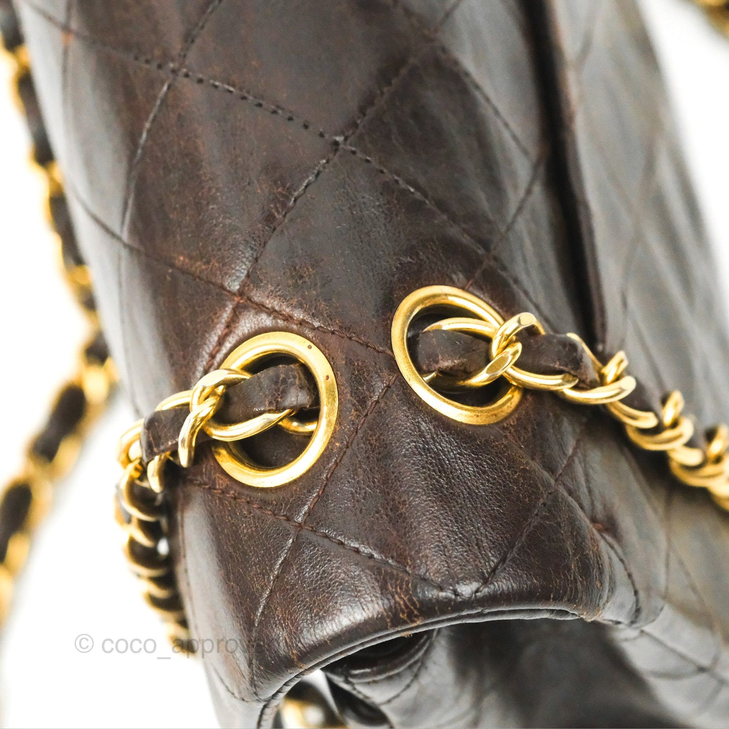 Chanel Vintage Small Classic Flap Brown Lambskin 24K Gold Hardware