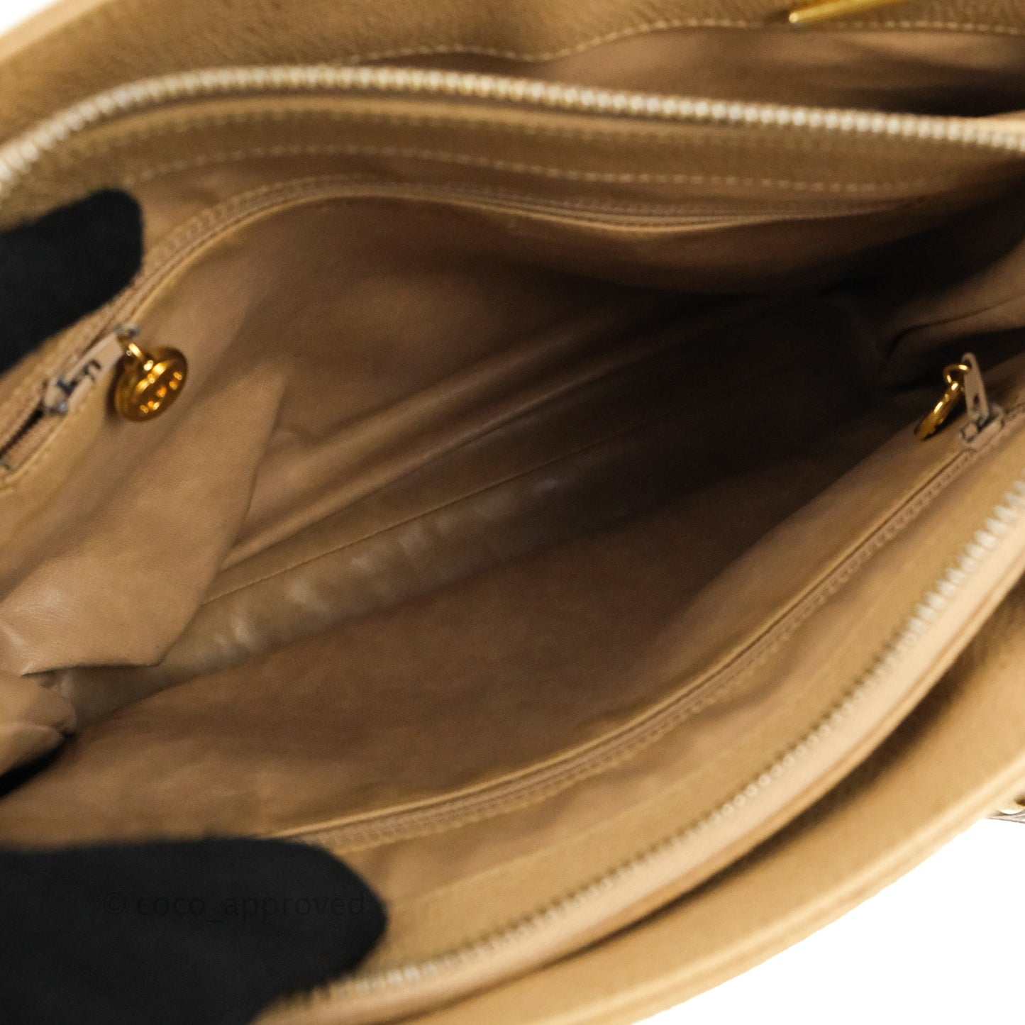 Chanel Vintage Tote Beige Caviar 24K Gold Hardware