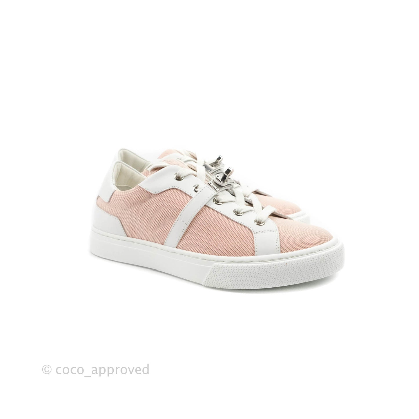 Hermès Day Sneakers Framboise Canvas White Calfskin Size 37