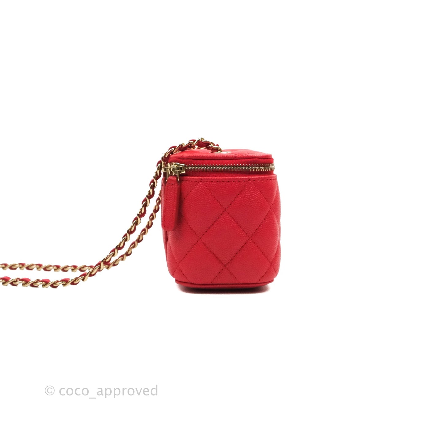 Chanel Mini Vanity With Chain Red Caviar Gold Hardware