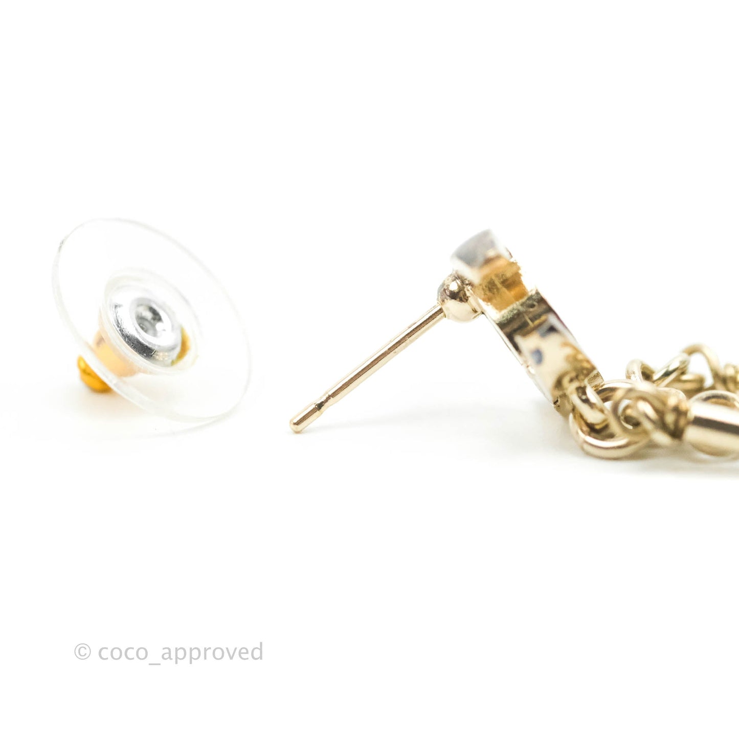 Chanel CC Long Drop Earrings Gold Tone 19A