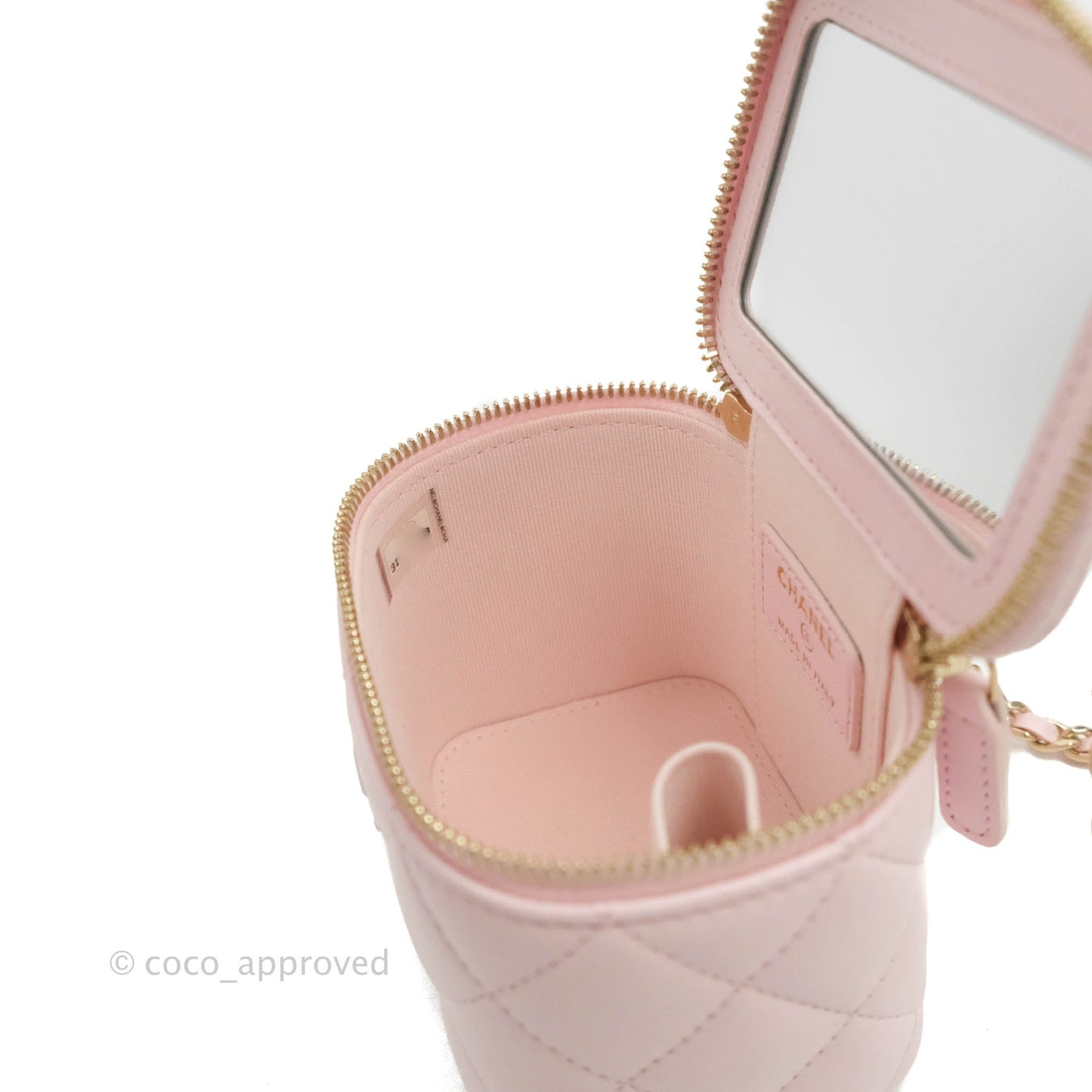 Chanel Mini Top Handle Vanity With Chain Light Pink Lambskin Gold Hardware