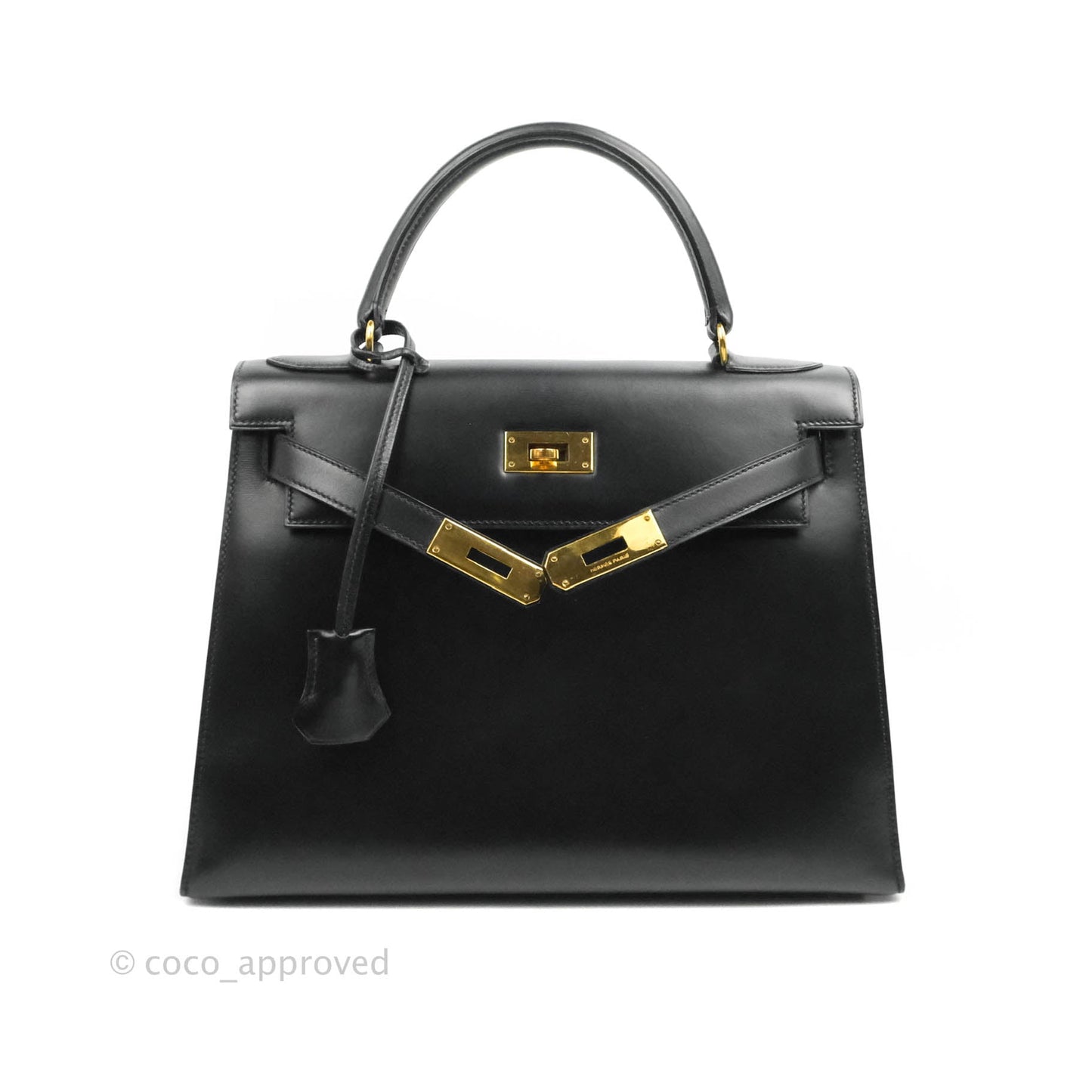 Hermès Kelly 28 Vintage Sellier Black Box Leather Gold Hardware