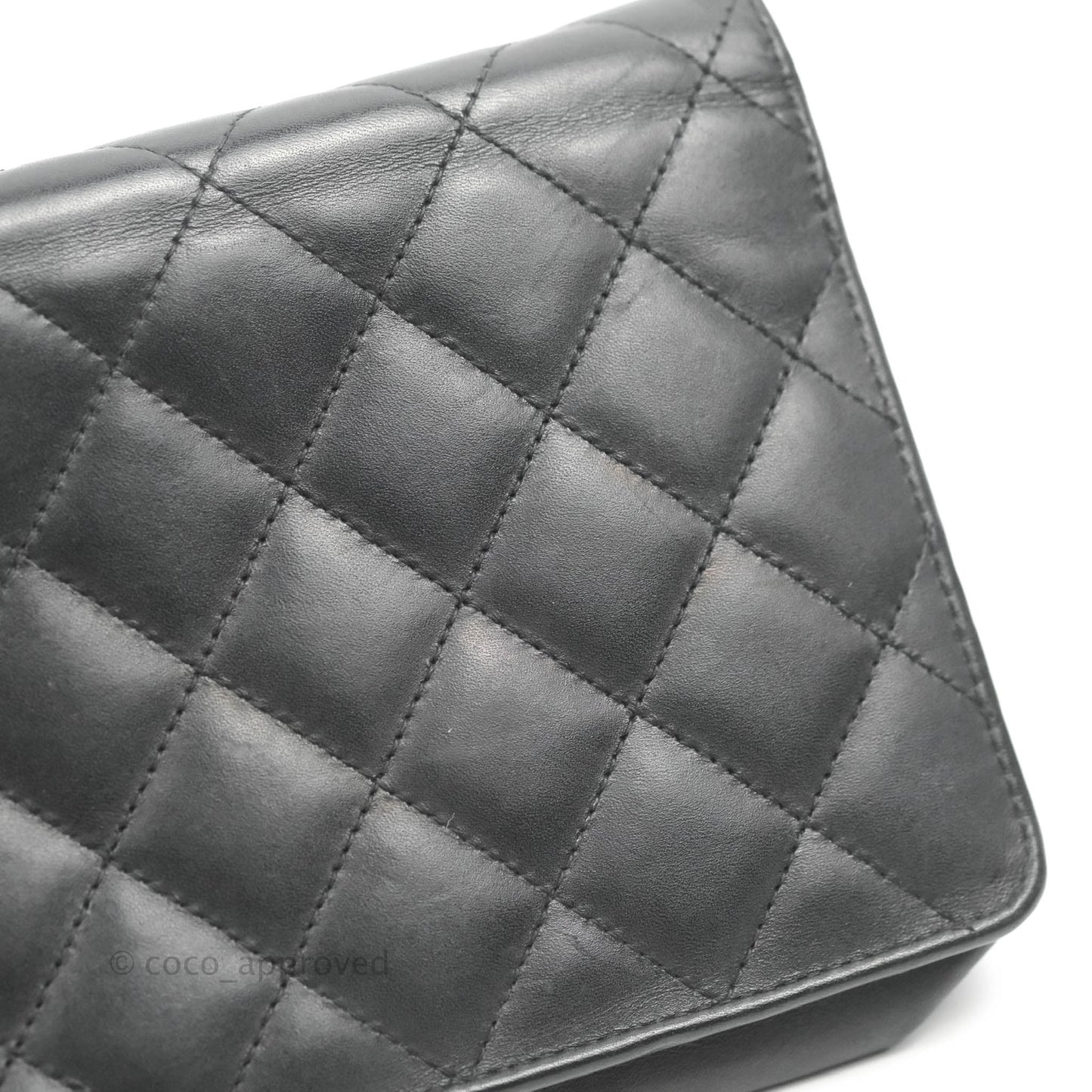 Chanel Calfskin Quilted Cambon Wallet on Chain WOC Black Silver Hardware