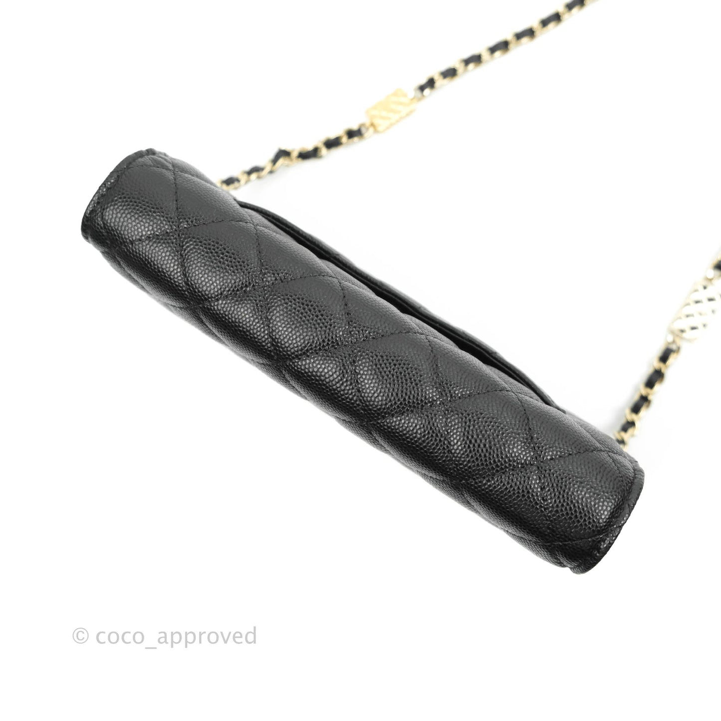 Chanel Quilted WOC Black Caviar Gold Hardware With Charms