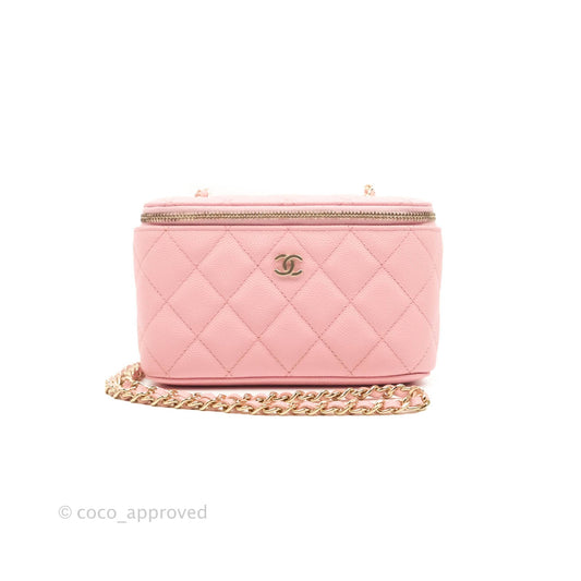 Chanel Classic Vanity with Chain Pink Caviar Gold Hardware