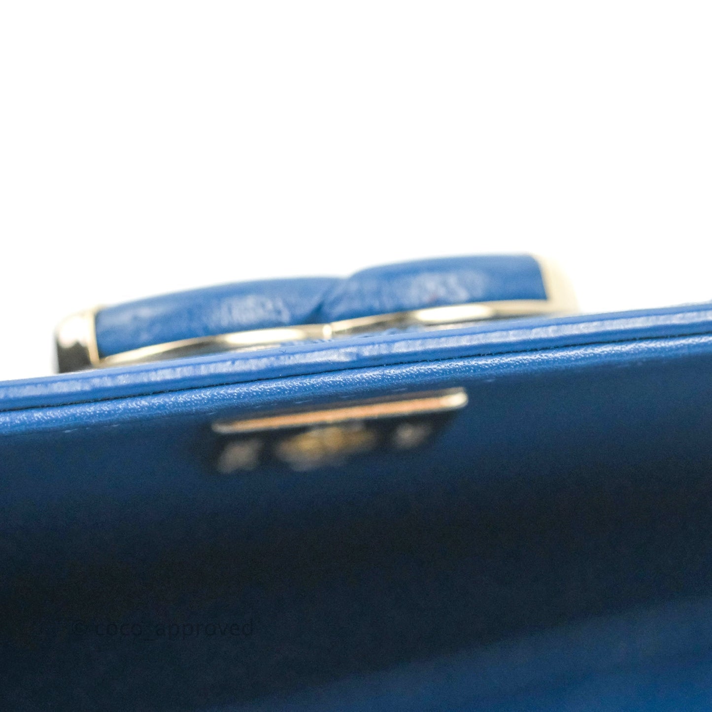 Chanel Blue Quilted Leather Small Frame In Flap Bag