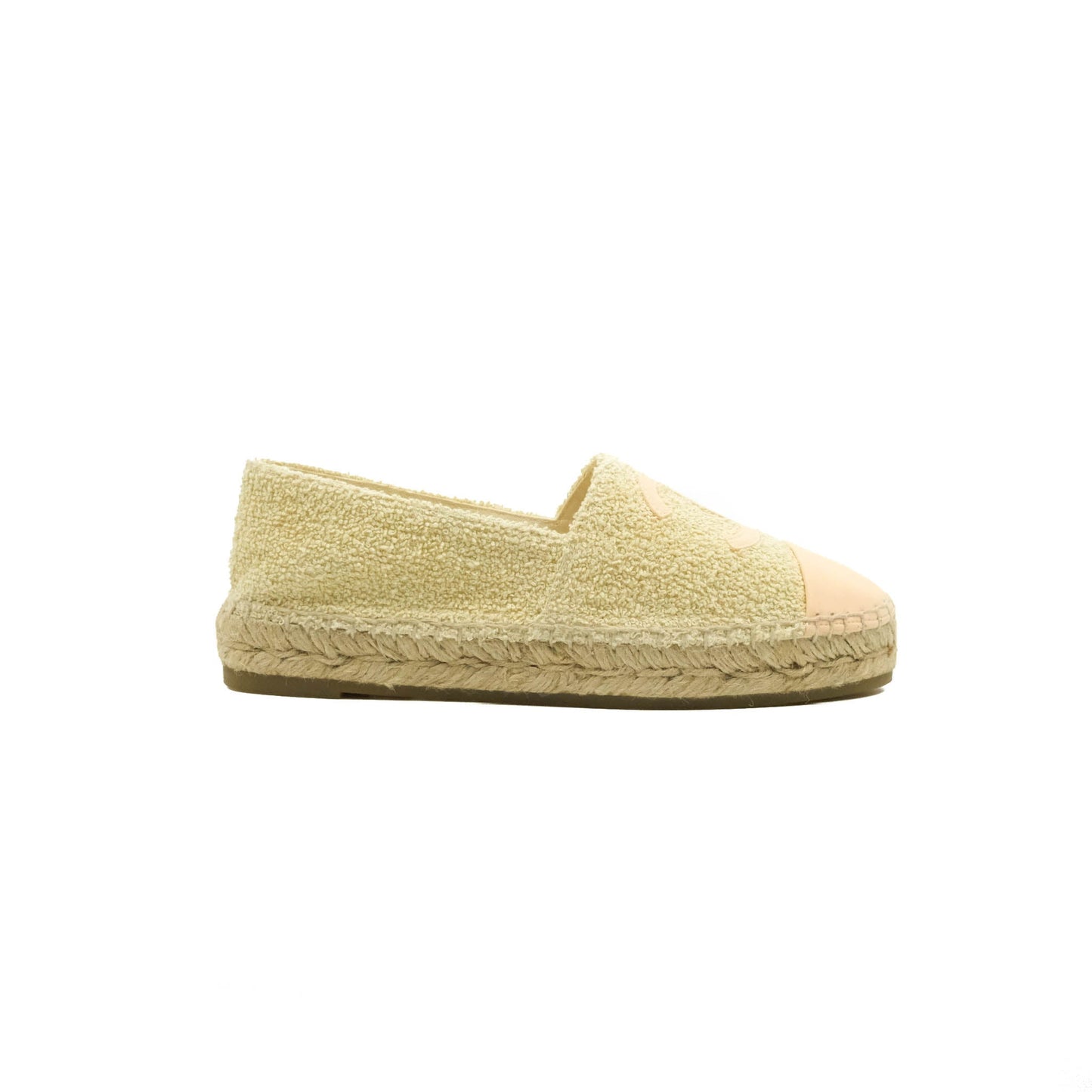 Chanel Espadrille Pink Beige Fabric Size 37C