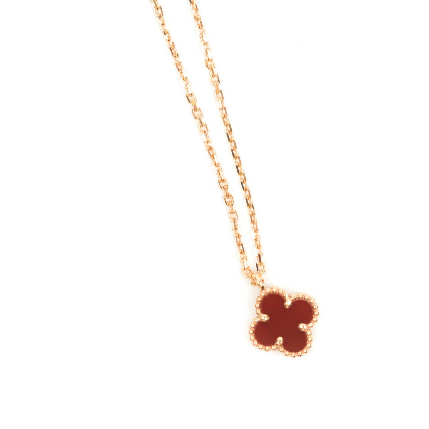 Van Cleef & Arpels Sweet Alhambra Pendant Red Carnelian Rose Gold