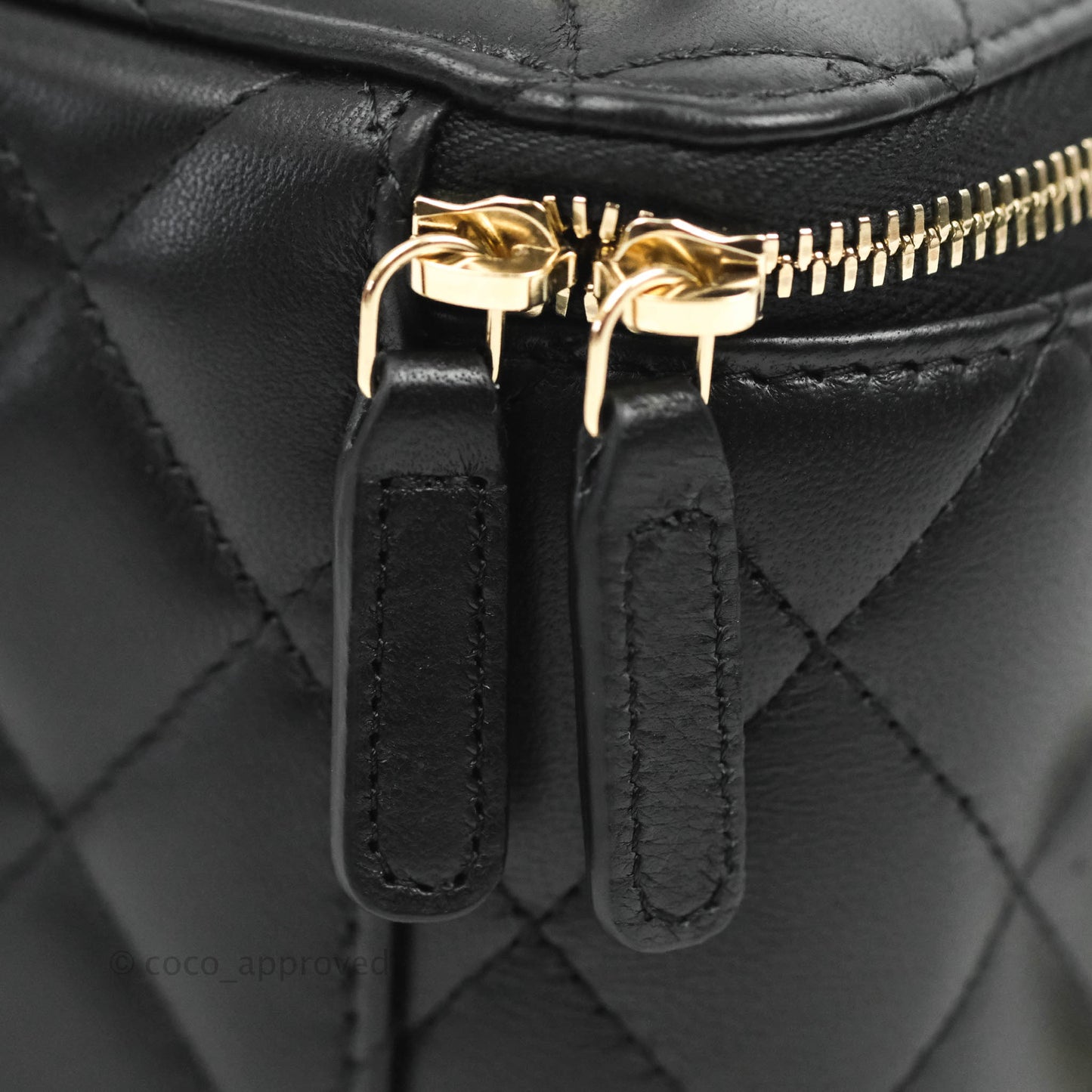 Chanel Vanity Rectangular Top Handle Black Lambskin Gold Hardware