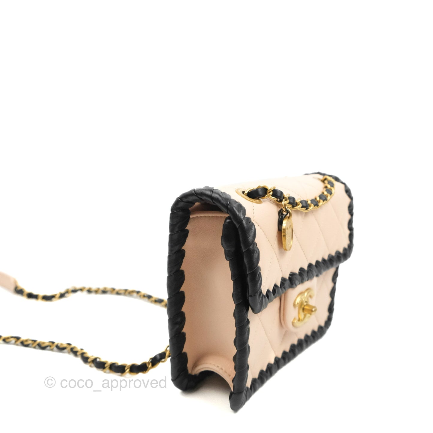 Chanel Mini My Own Frame Flap Braided Beige Pink Calfskin 22S