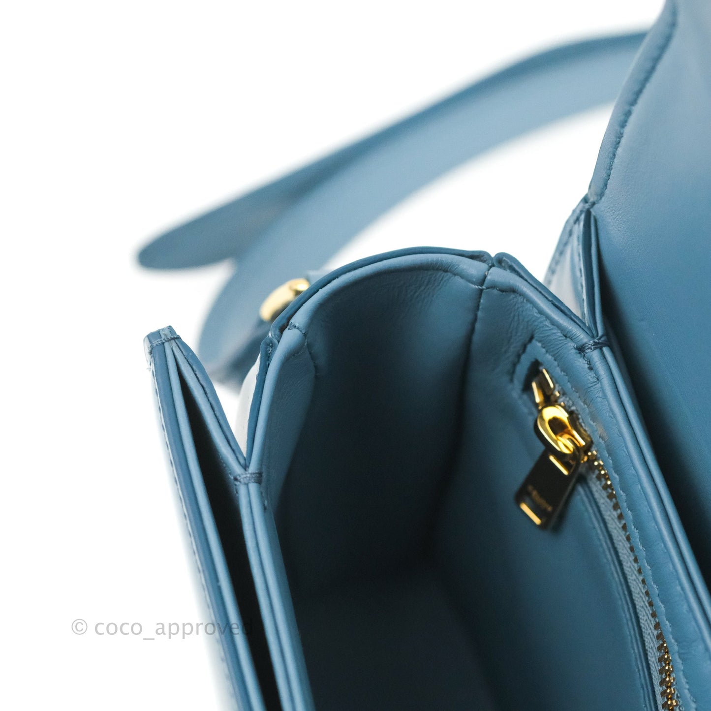 Celine Teen Triomphe Bag Shiny Calfskin Denim Blue