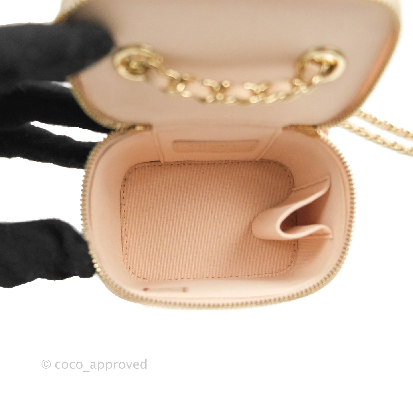 Chanel Classic Mini Vanity With Chain Light Beige Caviar Gold Hardware