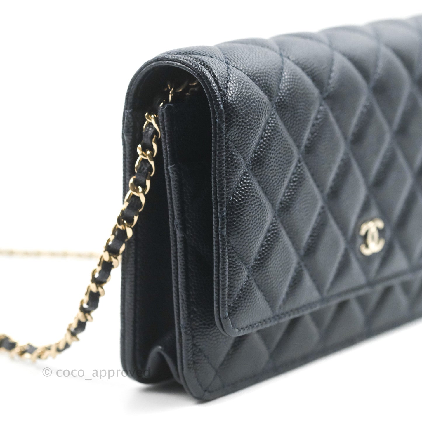 Chanel Quilted Classic Wallet on Chain WOC Navy Caviar Gold Hardware