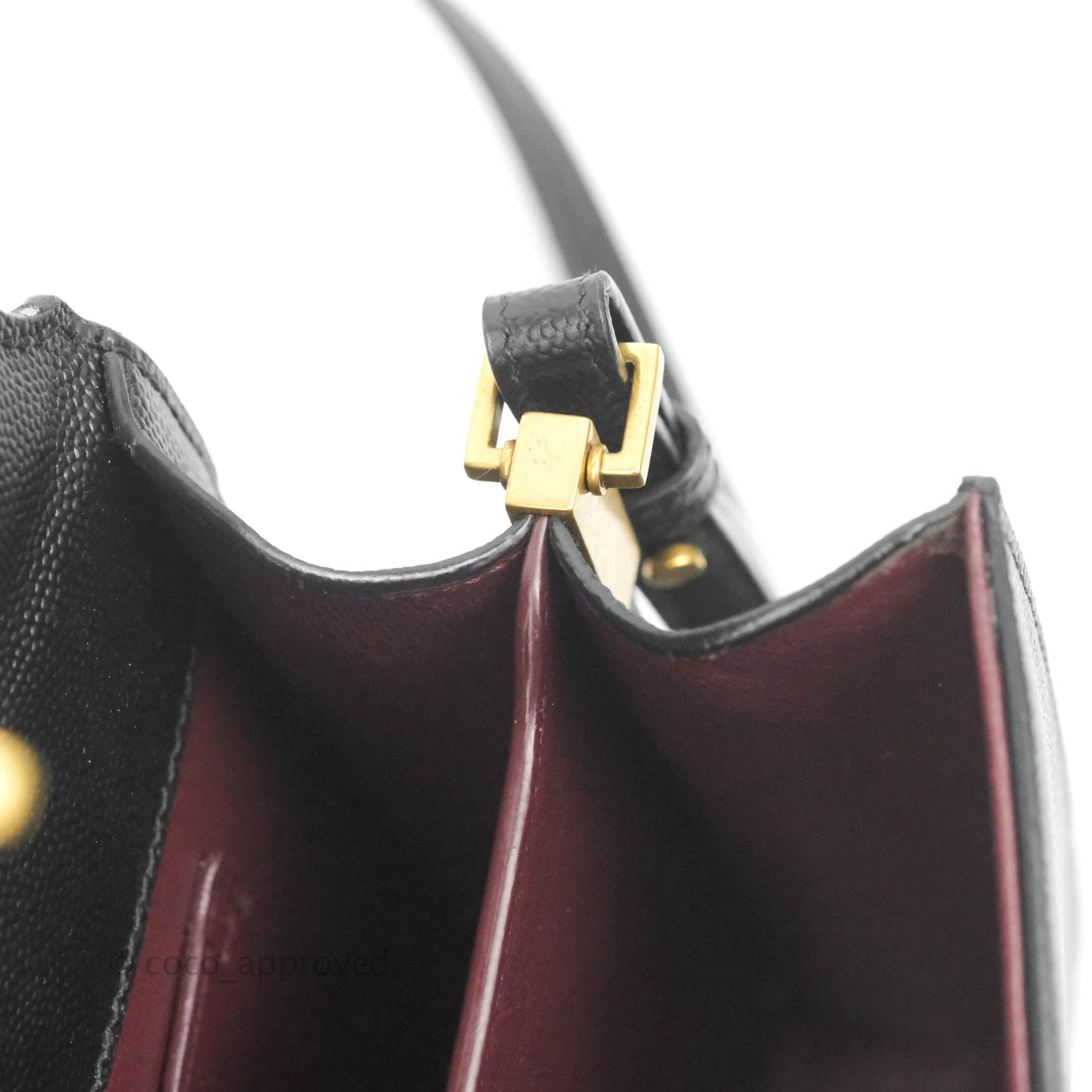 Saint Lauren Cassandra Mini Top Handle Bag Black Grained Calfskin
