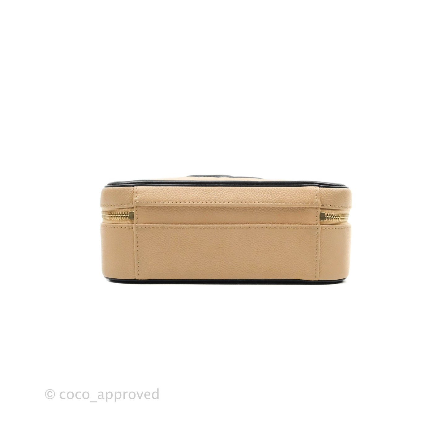 Chanel Quilted Medium CC Filigree Vanity Case Beige Caviar Gold Hardware