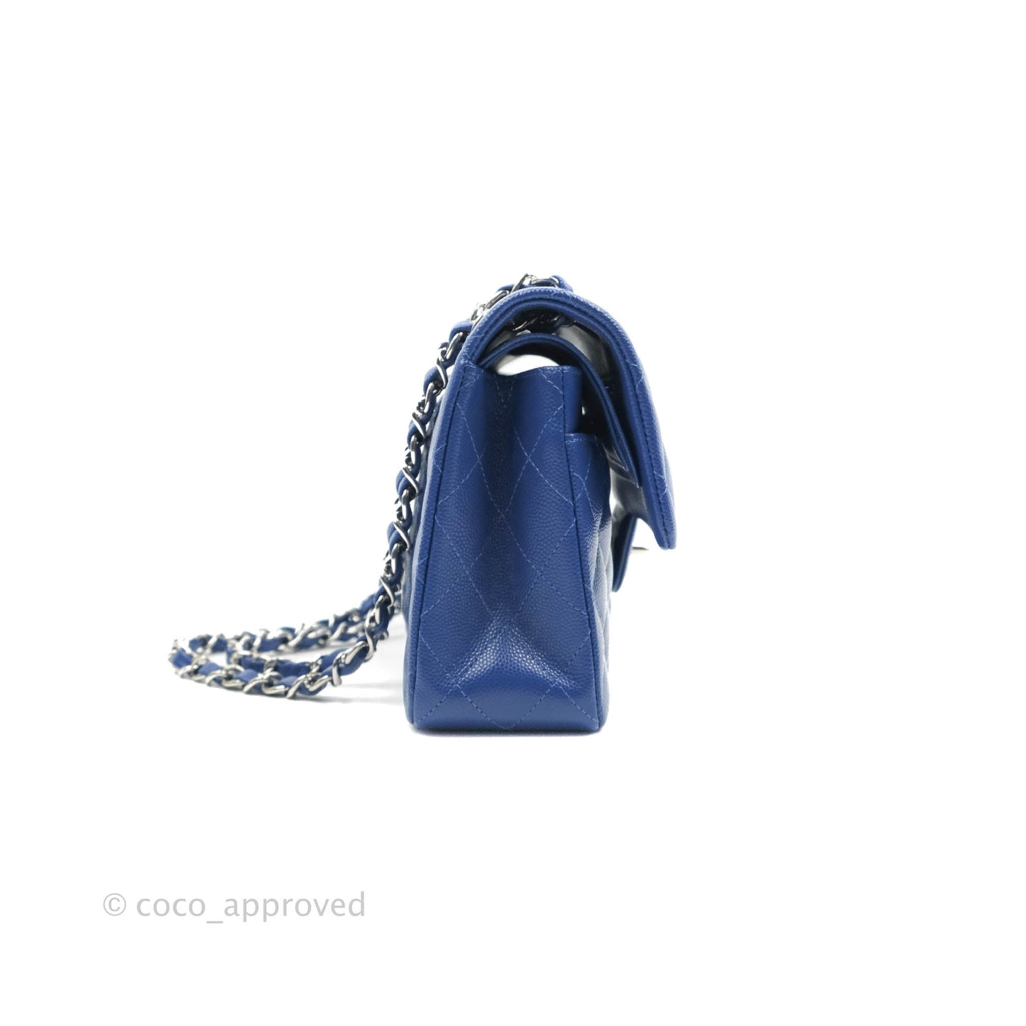 Chanel Small Classic Quilted Flap Blue Caviar Silver Hardware