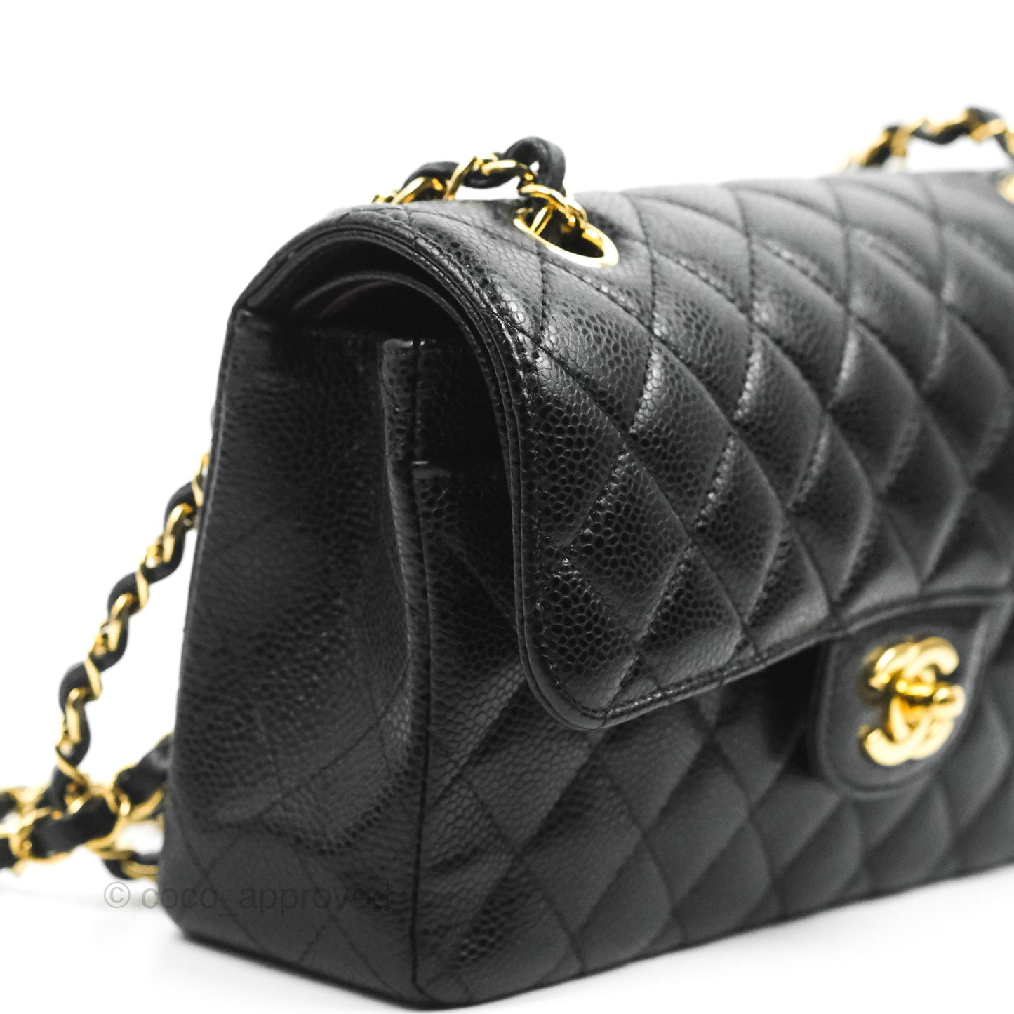 Chanel S/M Small Classic Quilted Flap Black Caviar Gold Hardware
