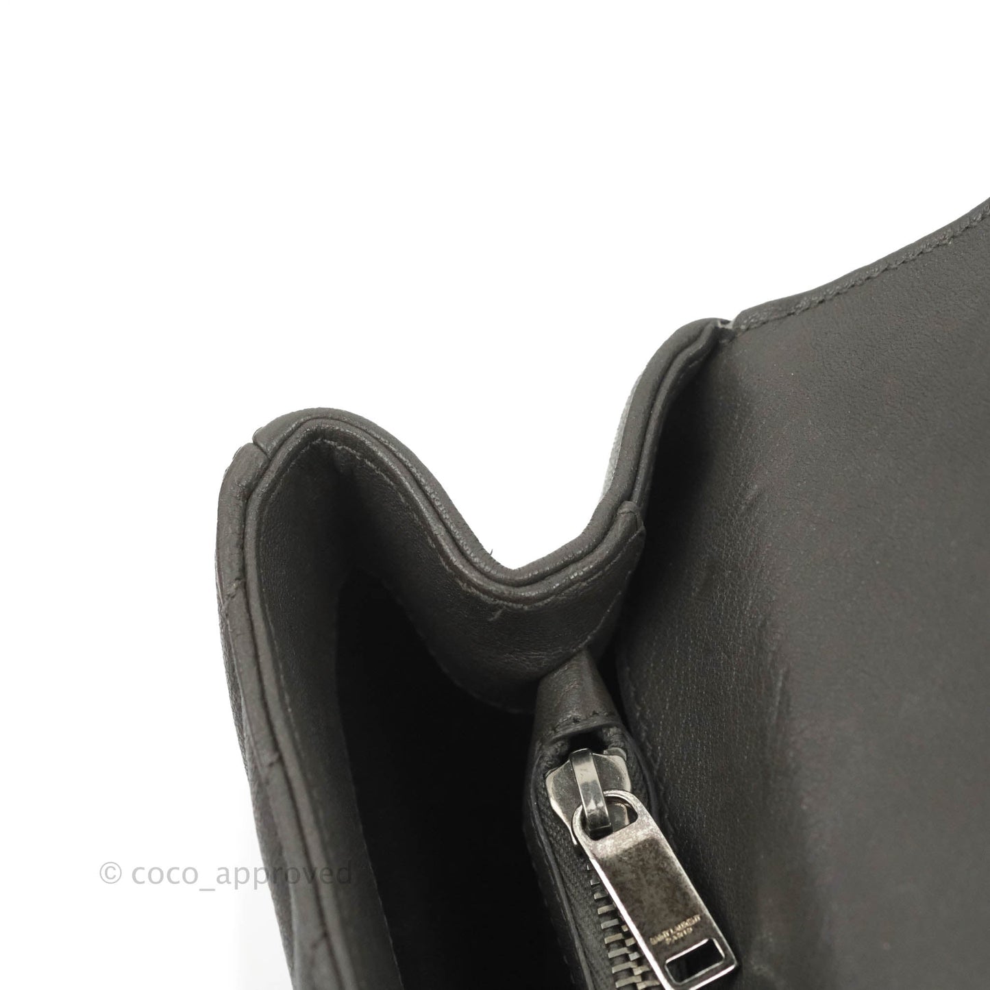 Saint Laurent Chevron Medium College Grey Chain Bag Ruthenium Hardware