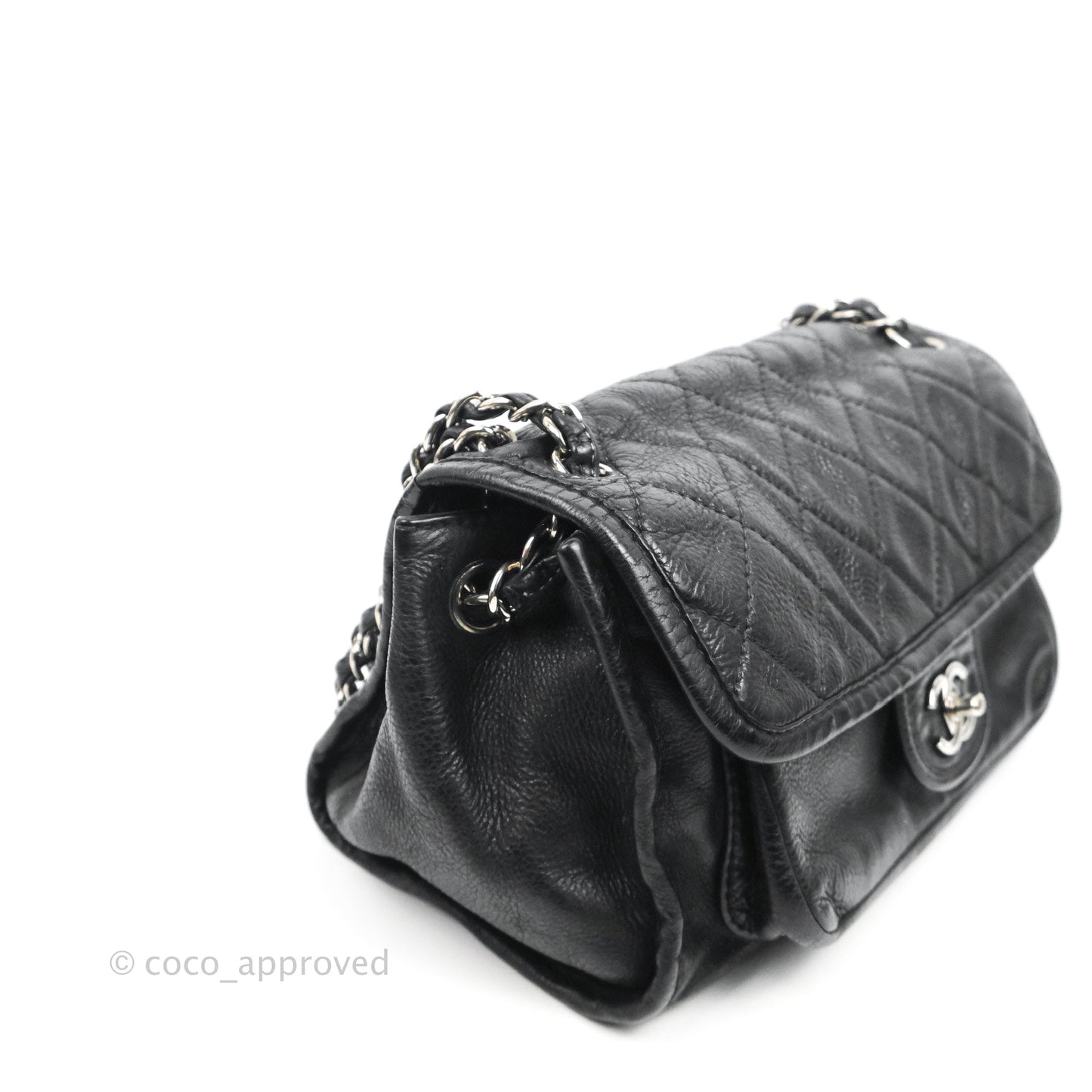 Chanel Flap Bag Black Calfskin Silver Hardware