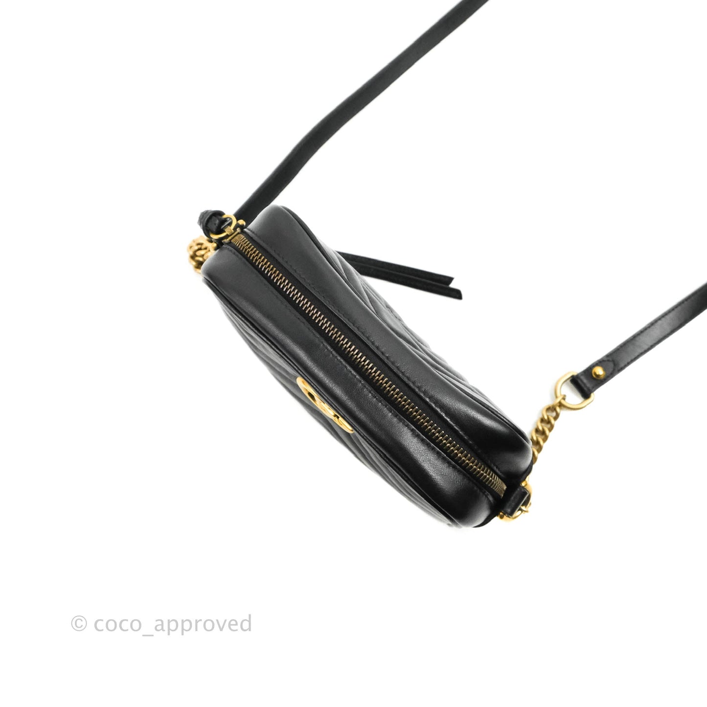 Gucci Mini Matelasse GG Marmont Camera Bag Black Calfskin Gold Hardware