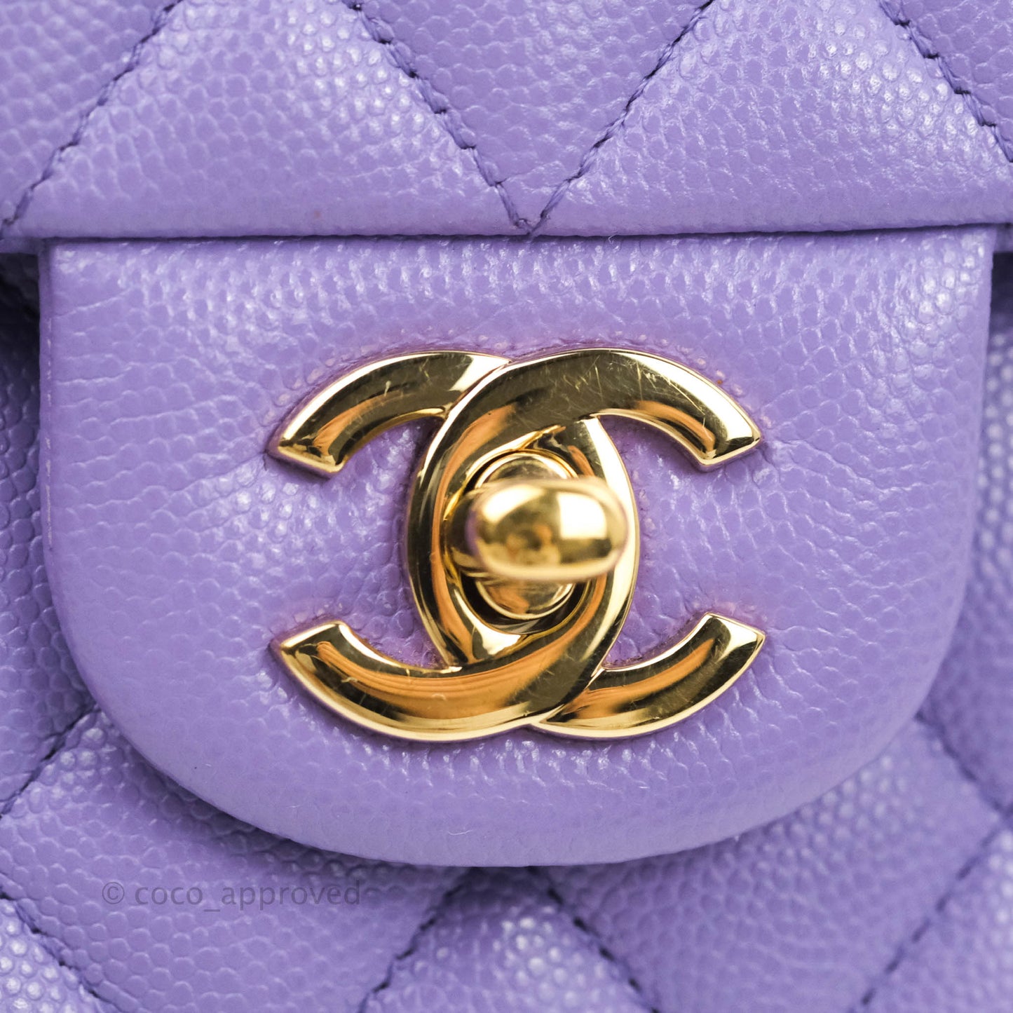 Chanel Small Classic Quilted Flap Purple Caviar Gold Hardware 20S