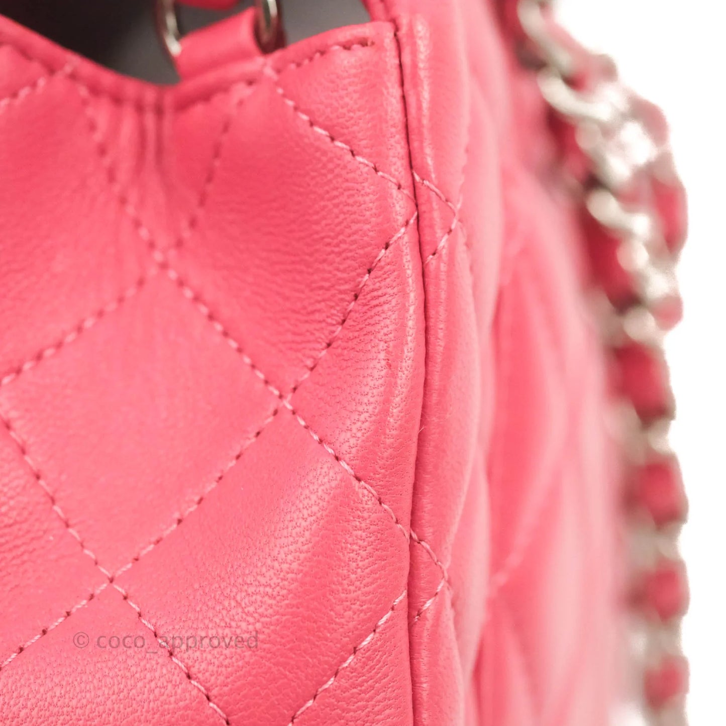 Chanel Quilted Mini Rectangular Flap Pink Lambskin Silver Hardware