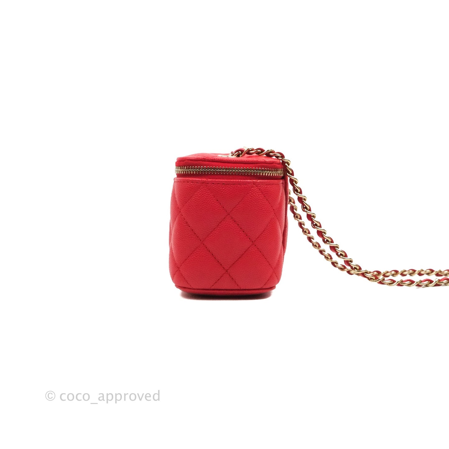 Chanel Mini Vanity With Chain Red Caviar Gold Hardware