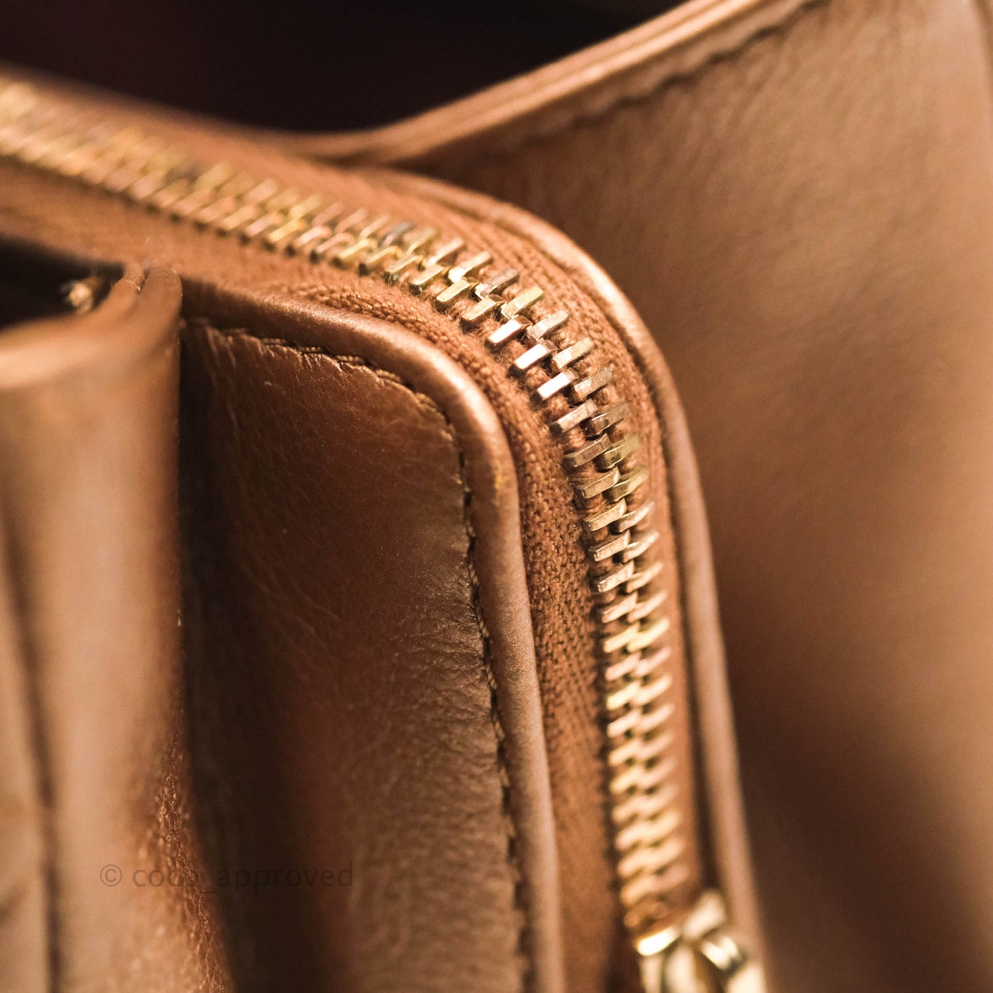Chanel Iridescent Goatskin Quilted Small CC Eyelet Tote Copper Rose Gold