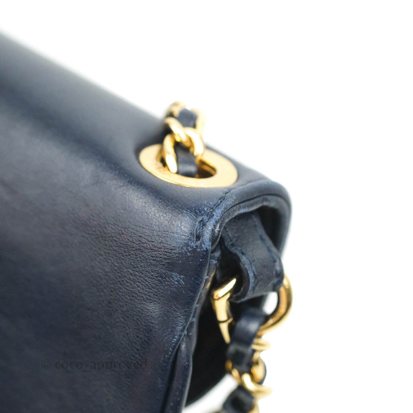 Chanel Flat Flap Bag With Chain Navy Calfskin Gold Hardware