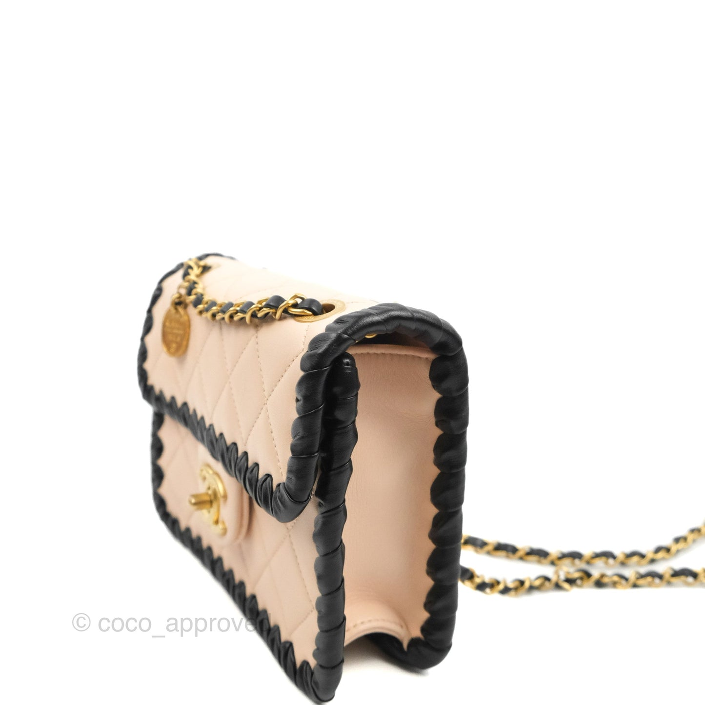 Chanel Mini My Own Frame Flap Braided Beige Pink Calfskin 22S