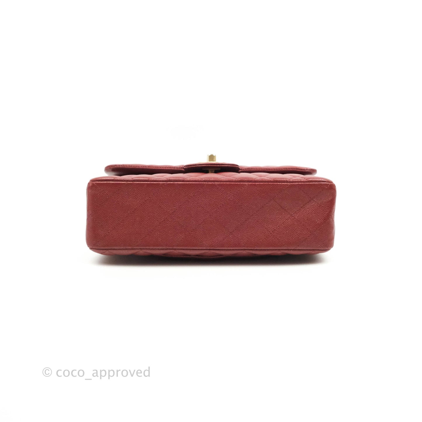 Chanel Small Classic Quilted Flap Iridescent Burgundy Caviar Aged Gold Hardware 18C