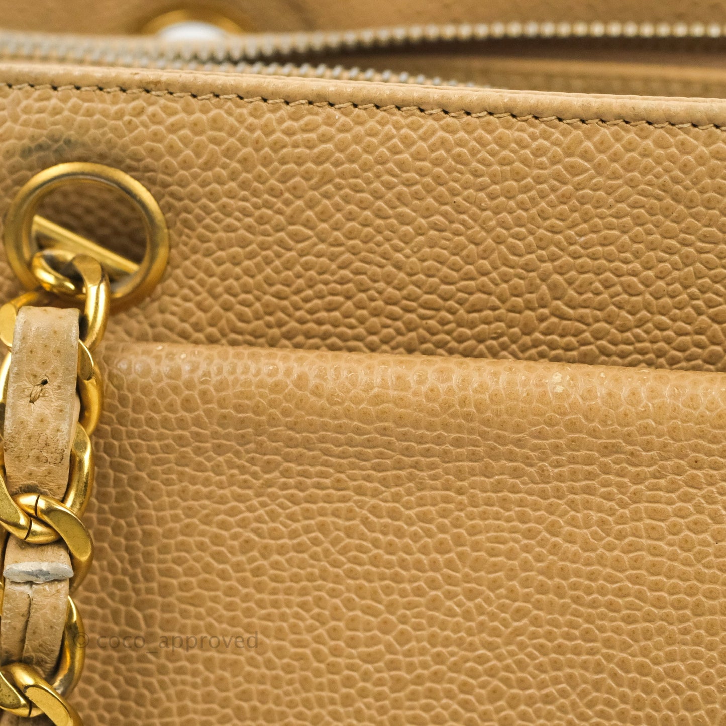 Chanel Vintage Tote Beige Caviar 24K Gold Hardware