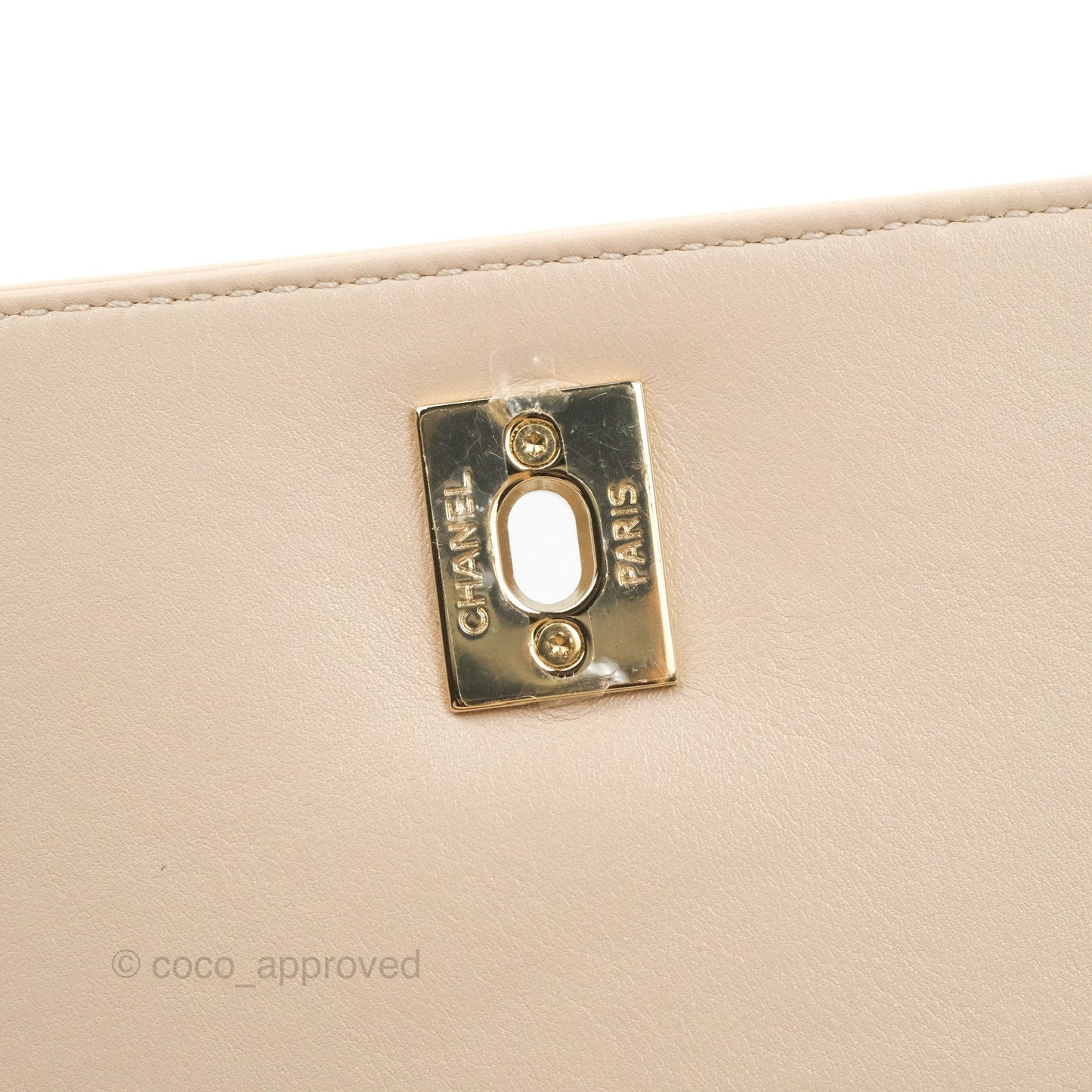 Chanel Flat Quilted Flap Bag Light Beige Calfskin Gold Hardware
