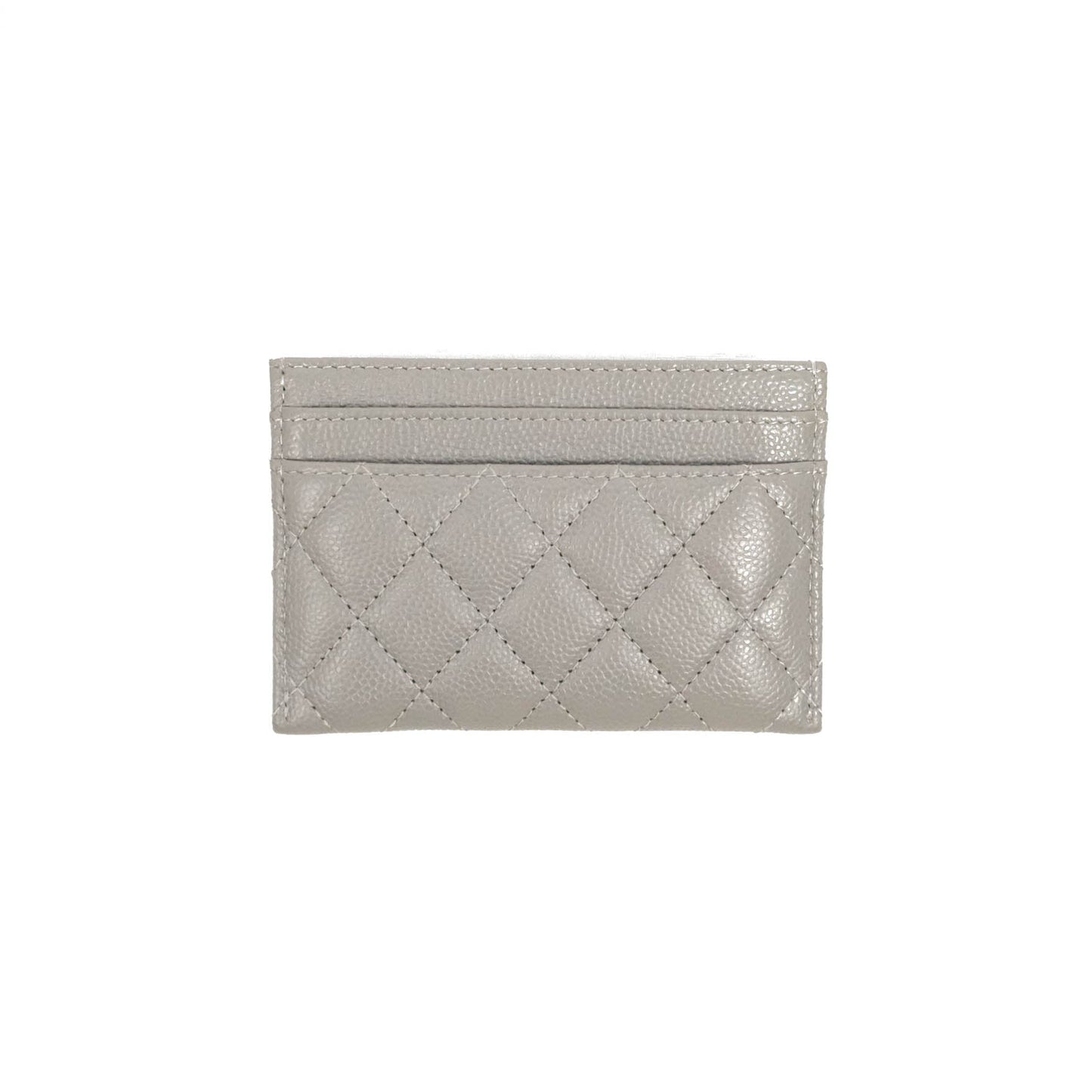 Chanel Quilted Boy Card Holder Grey Caviar Gold Hardware